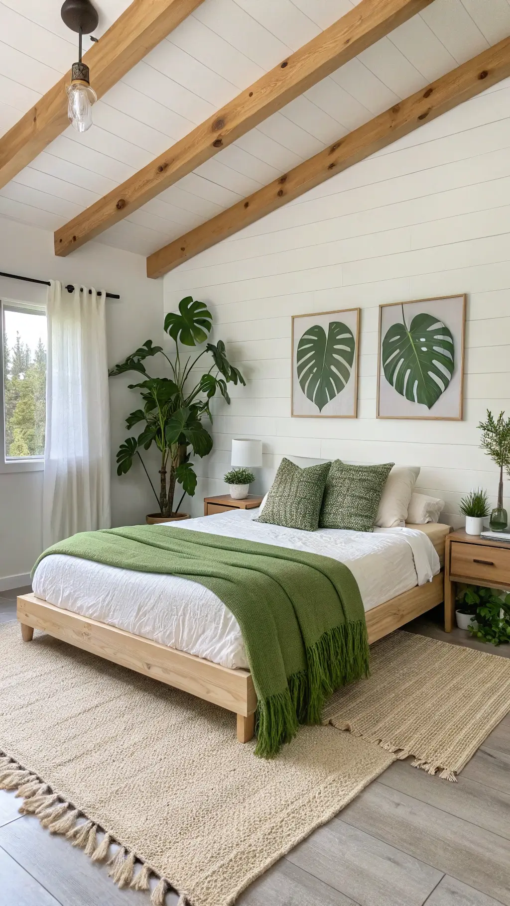2226minimalist green boho bedroom morning