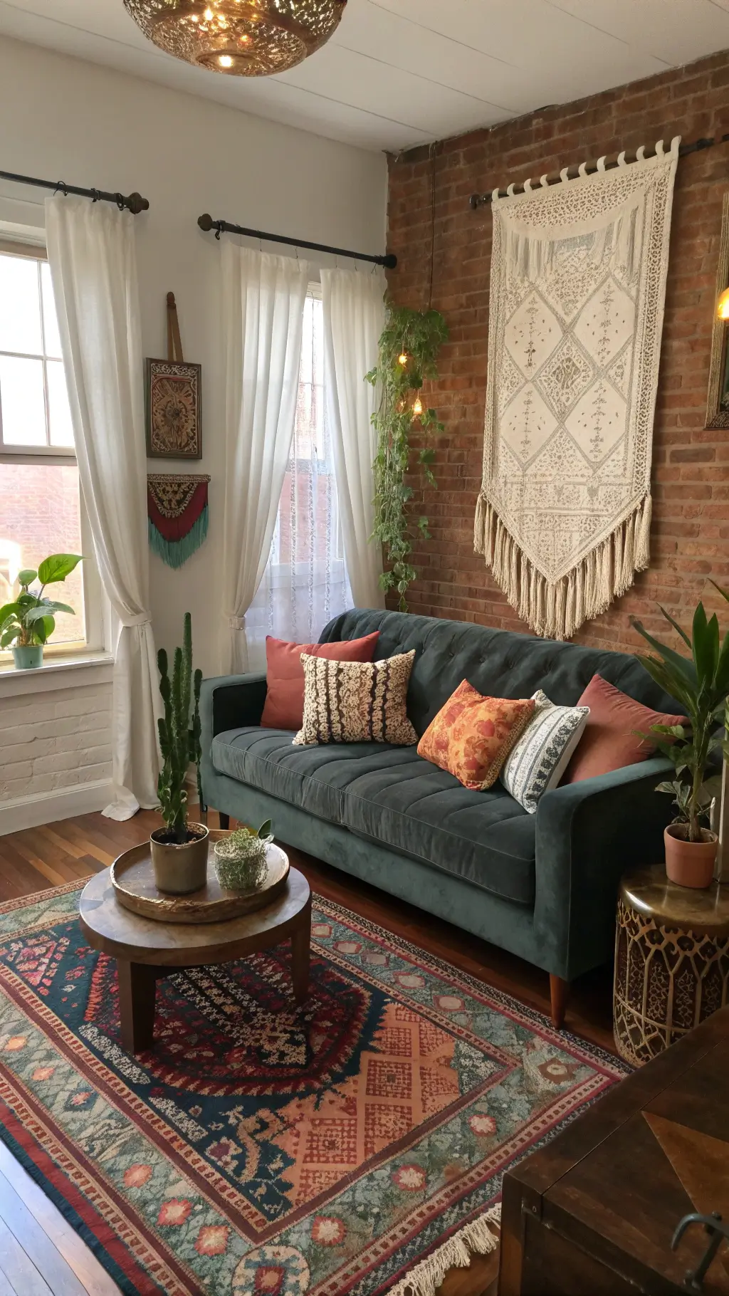 2259bohemian living room golden hour