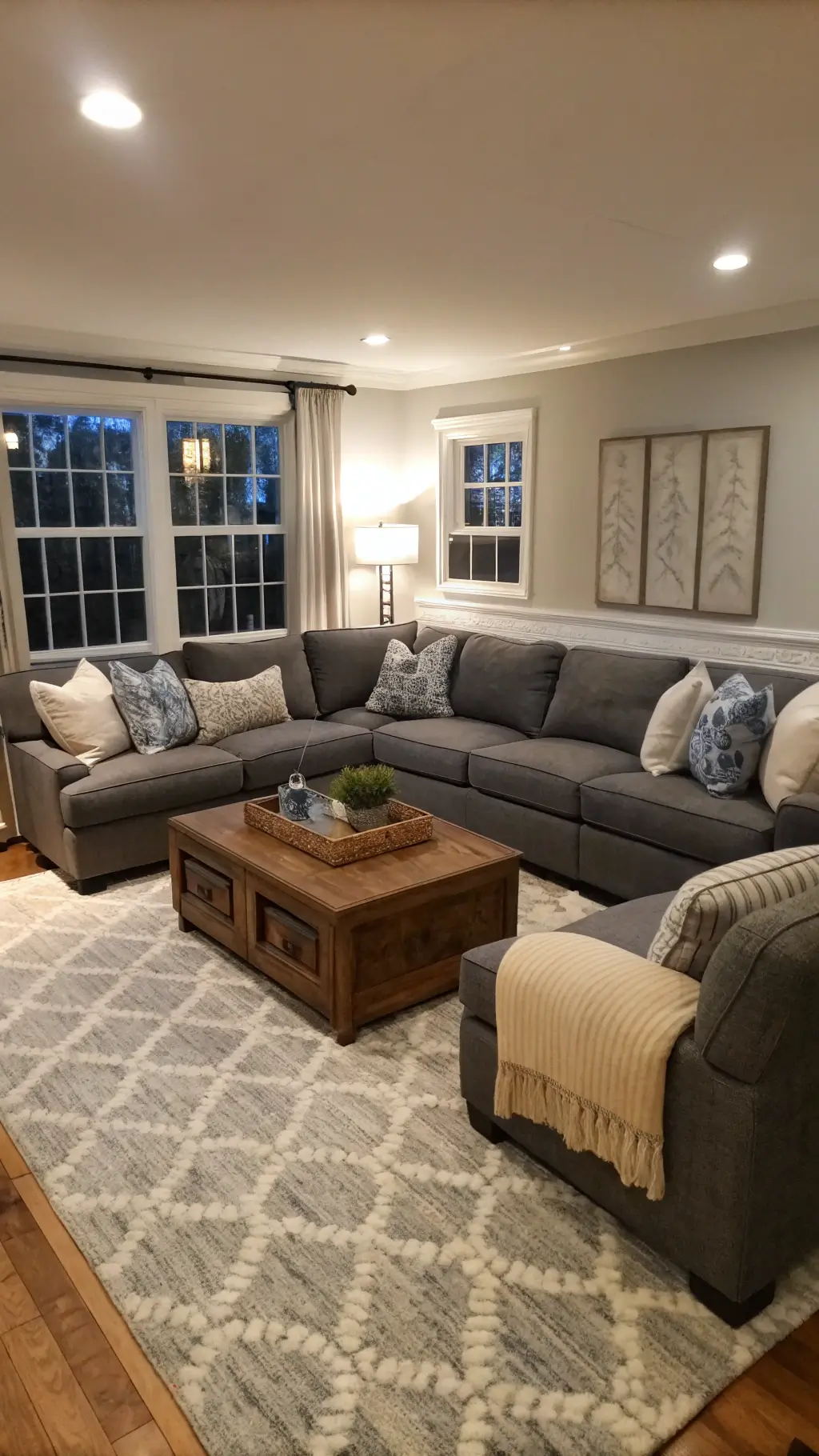 2260transitional family room grey sectional evening