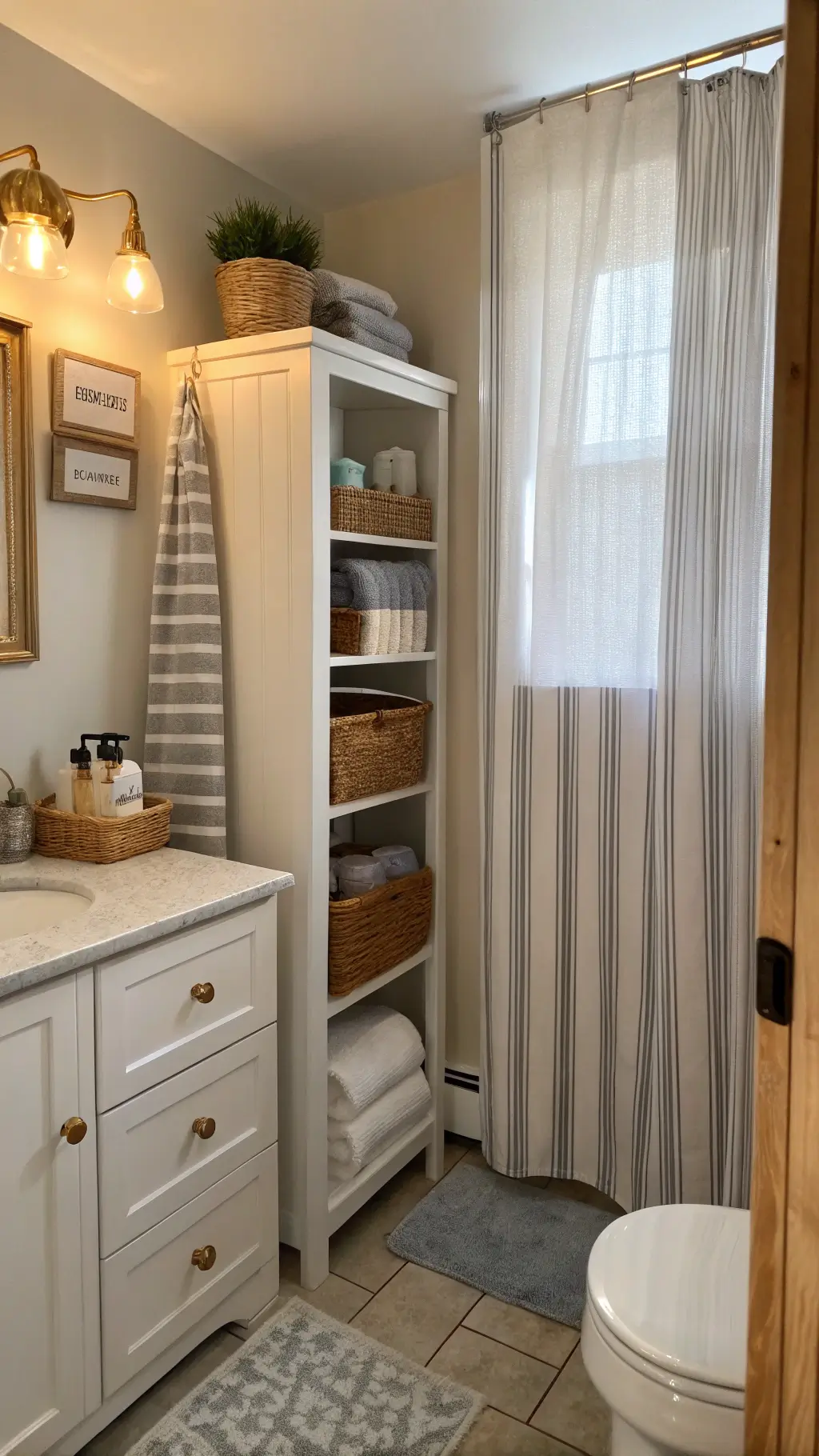 2262tiny bathroom vertical storage golden hour