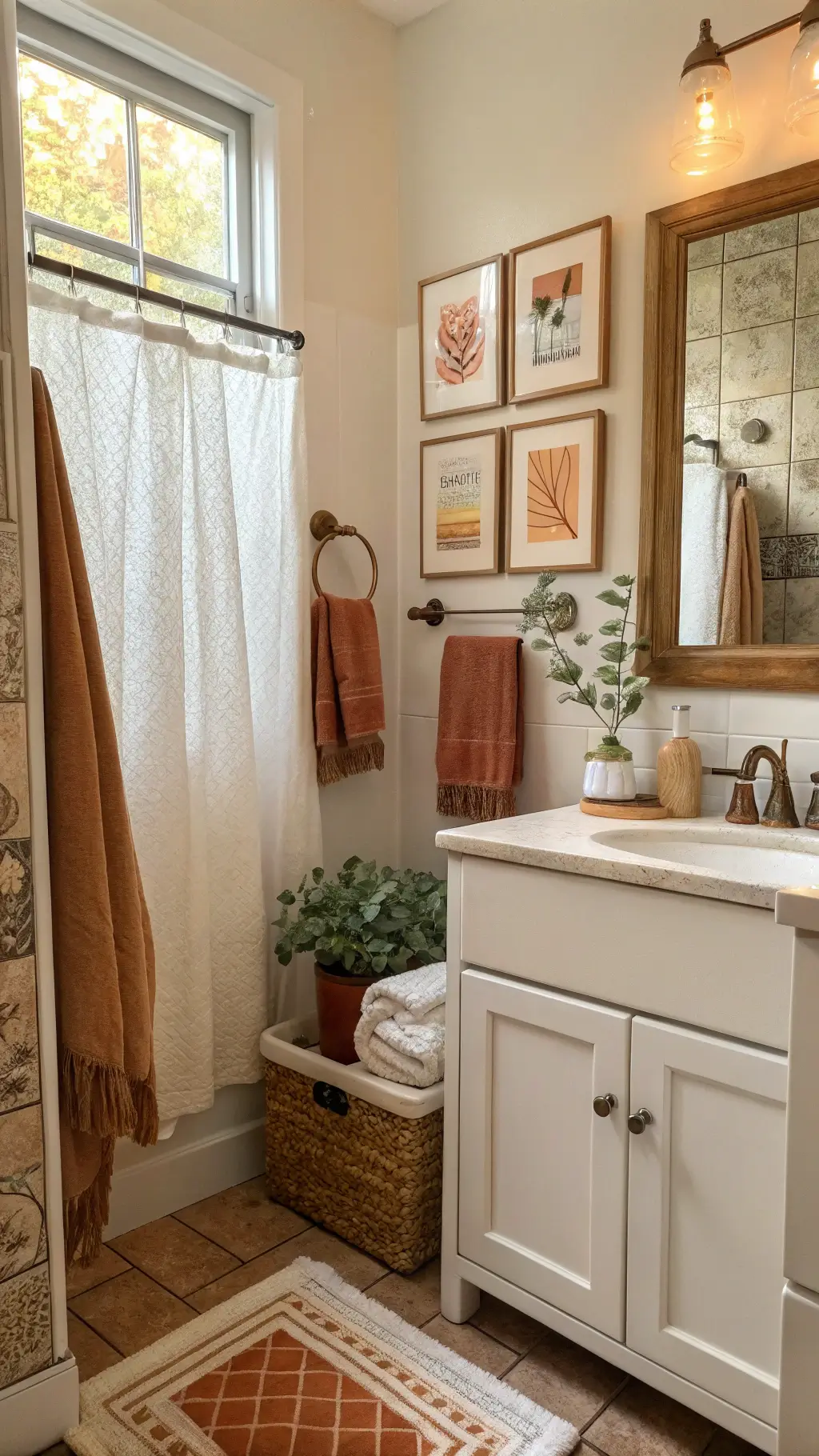 2265autumn tiny bathroom 52sqft copper accents