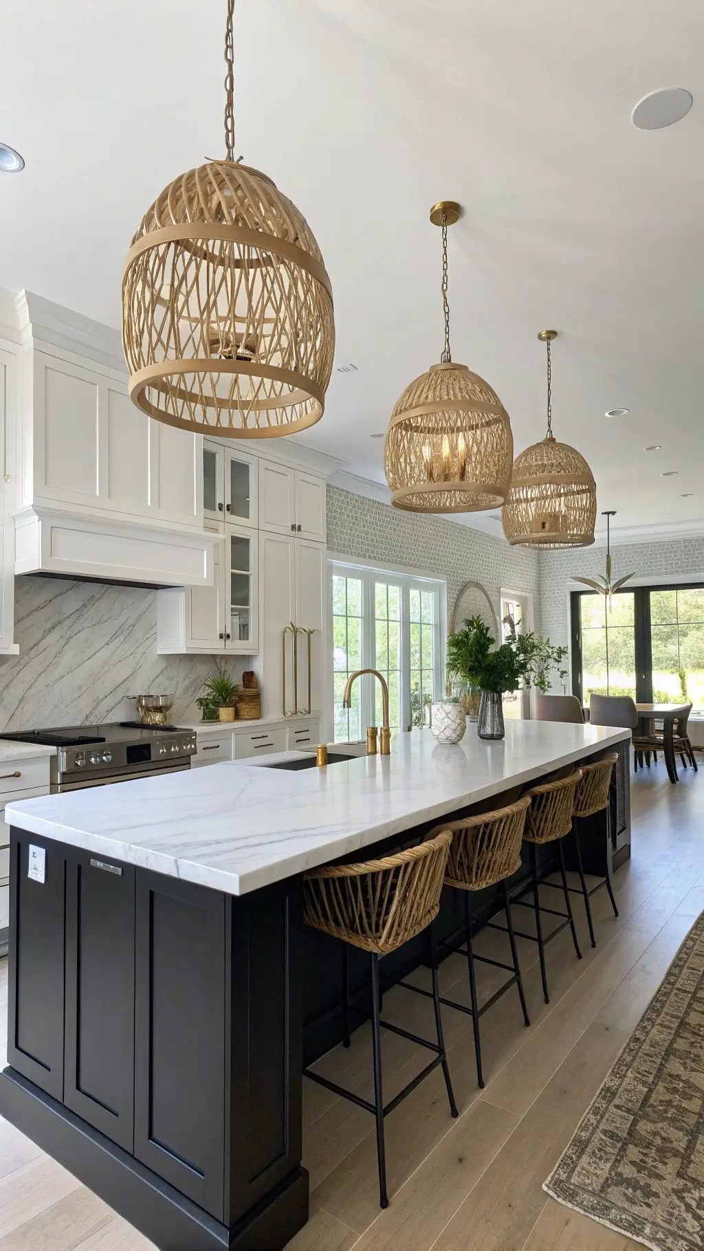 2272luxury kitchen rattan pendant lights