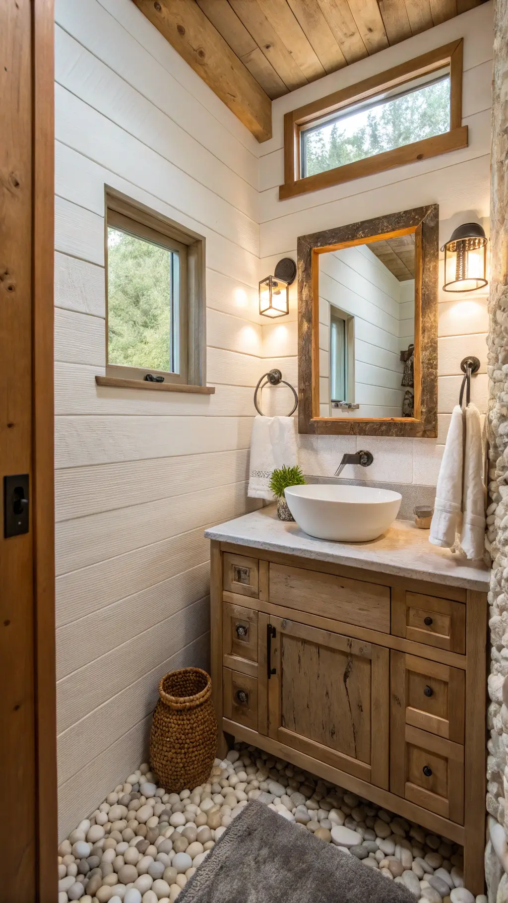2288cozy guest bathroom natural textures morning light