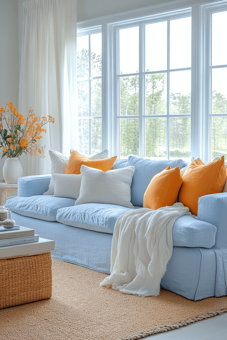 24 summer sky light blue couch