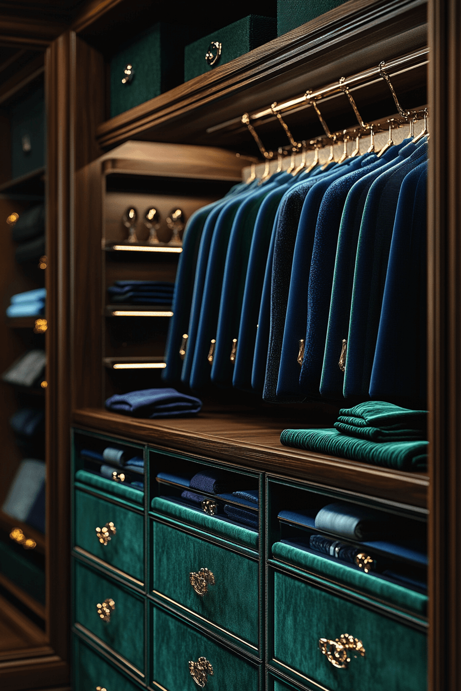 3 velvet accented wardrobe design