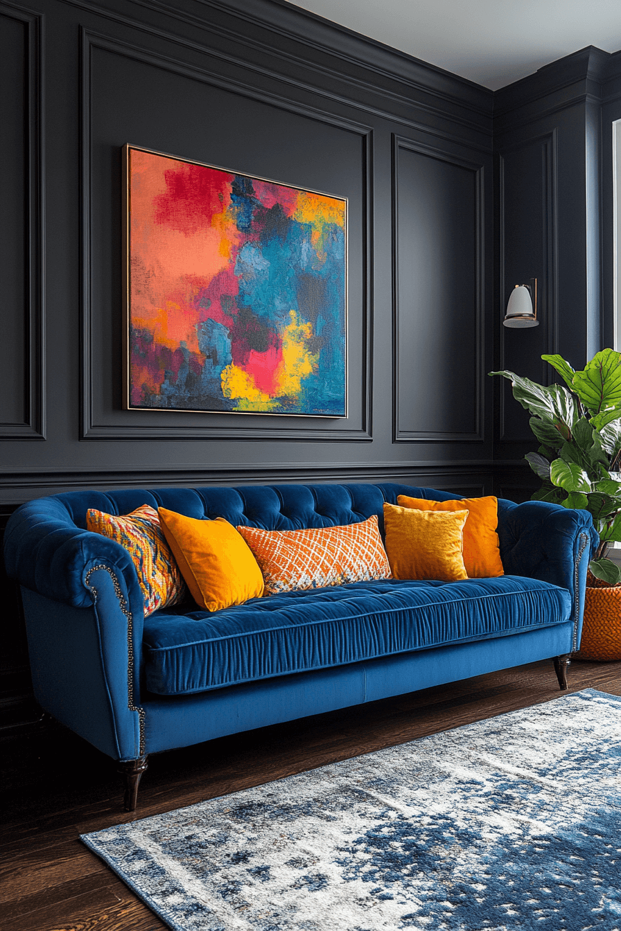 5 bold statement blue sofa room