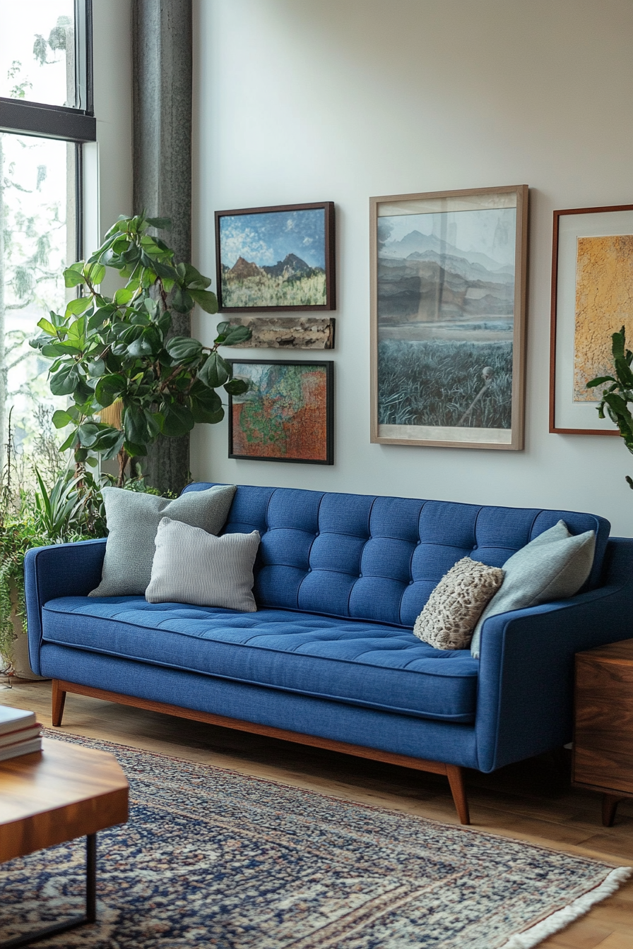 Mid Century Modern Blue Couch 1