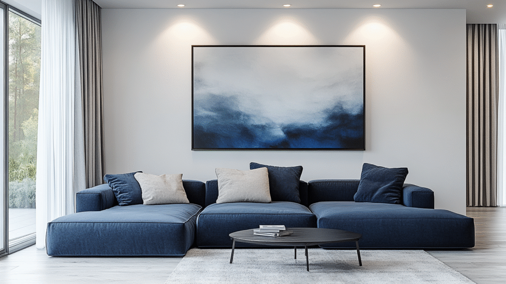 blue couch living room