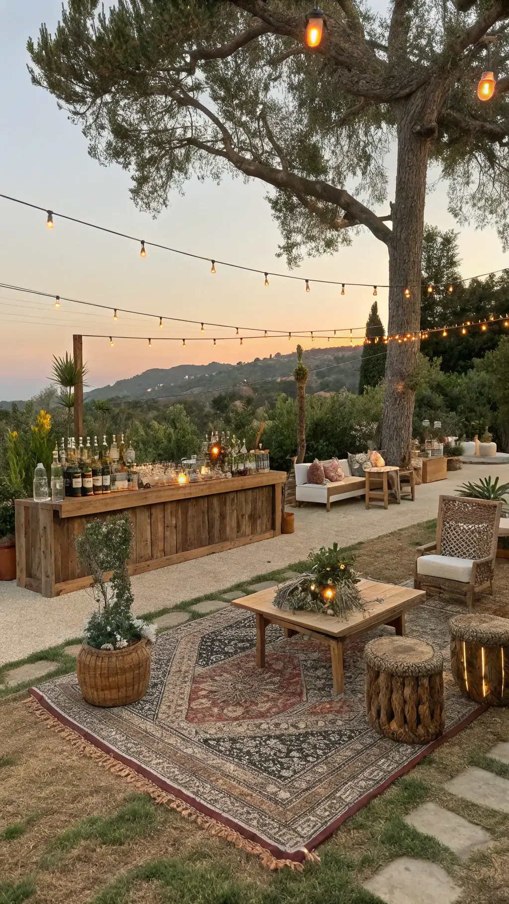 2305boho cocktail hour sunset garden