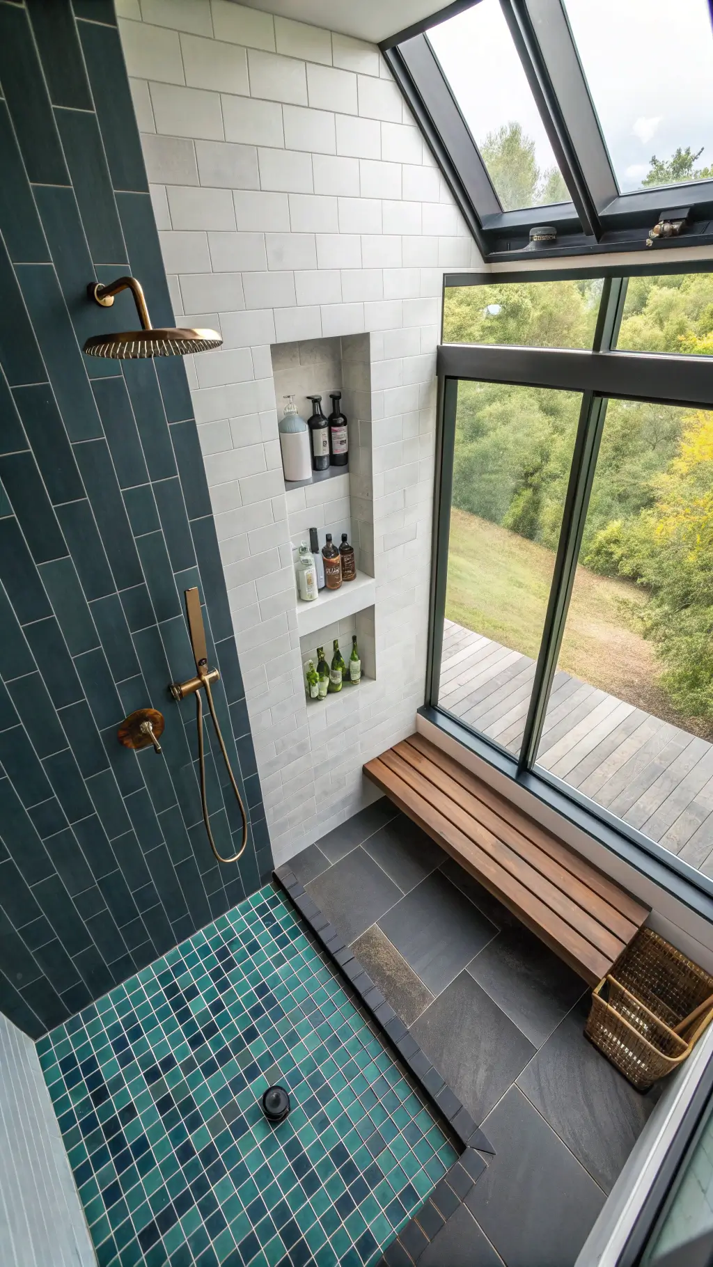 2313mid century modern shower overhead view