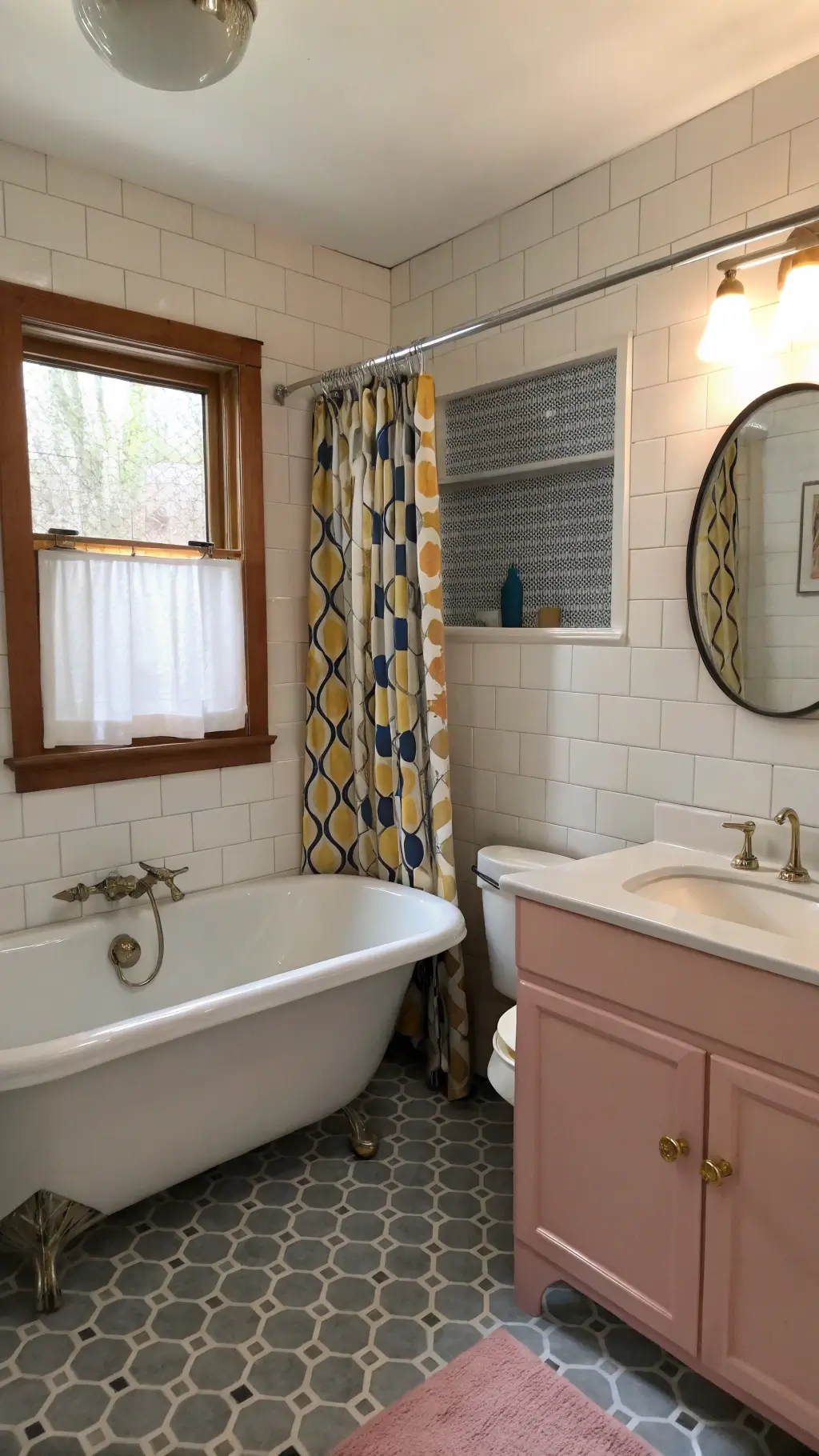 2316retro 1960s pink gray bathroom modern renovation