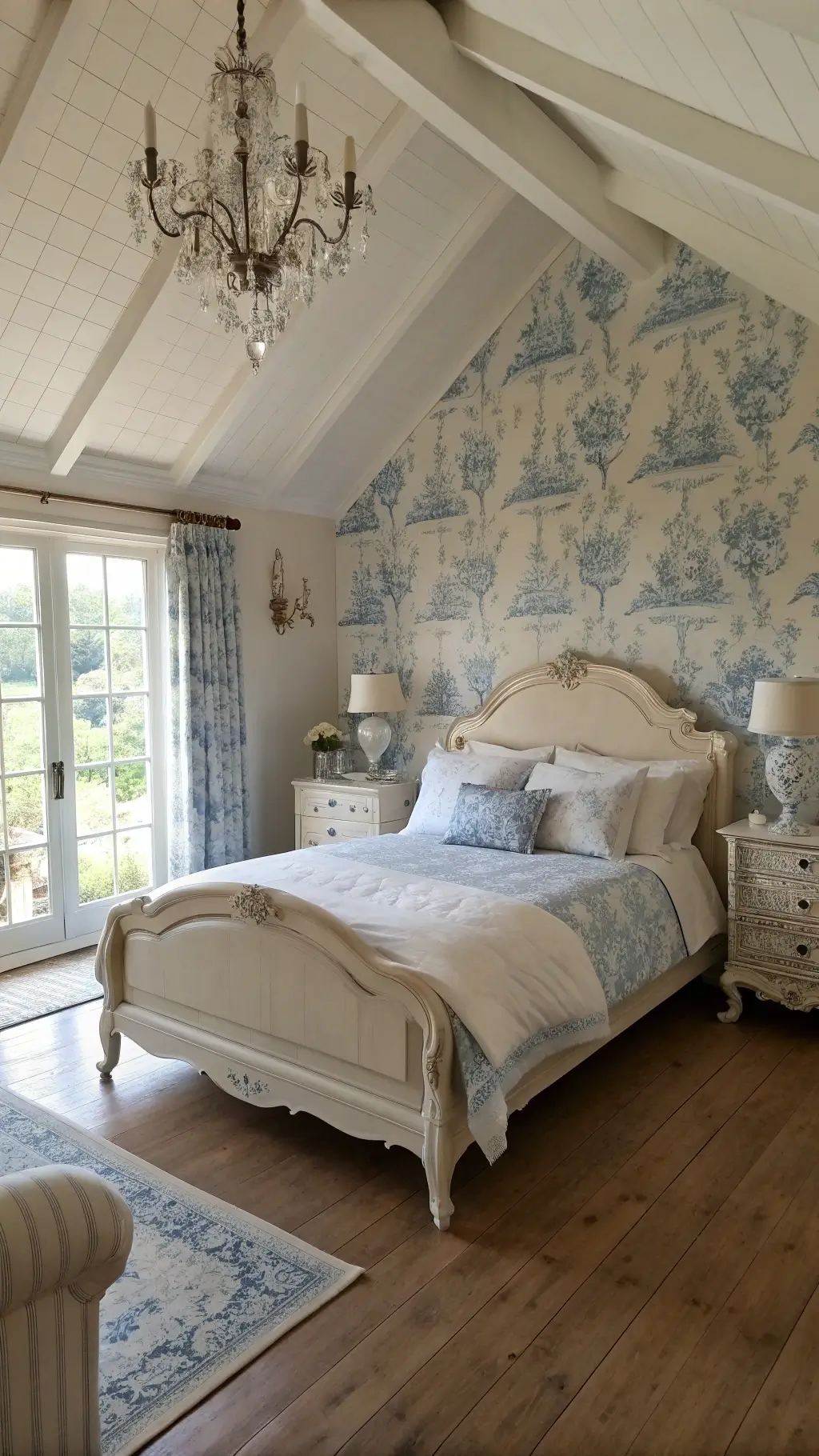 2319toile wallpaper french provincial bedroom