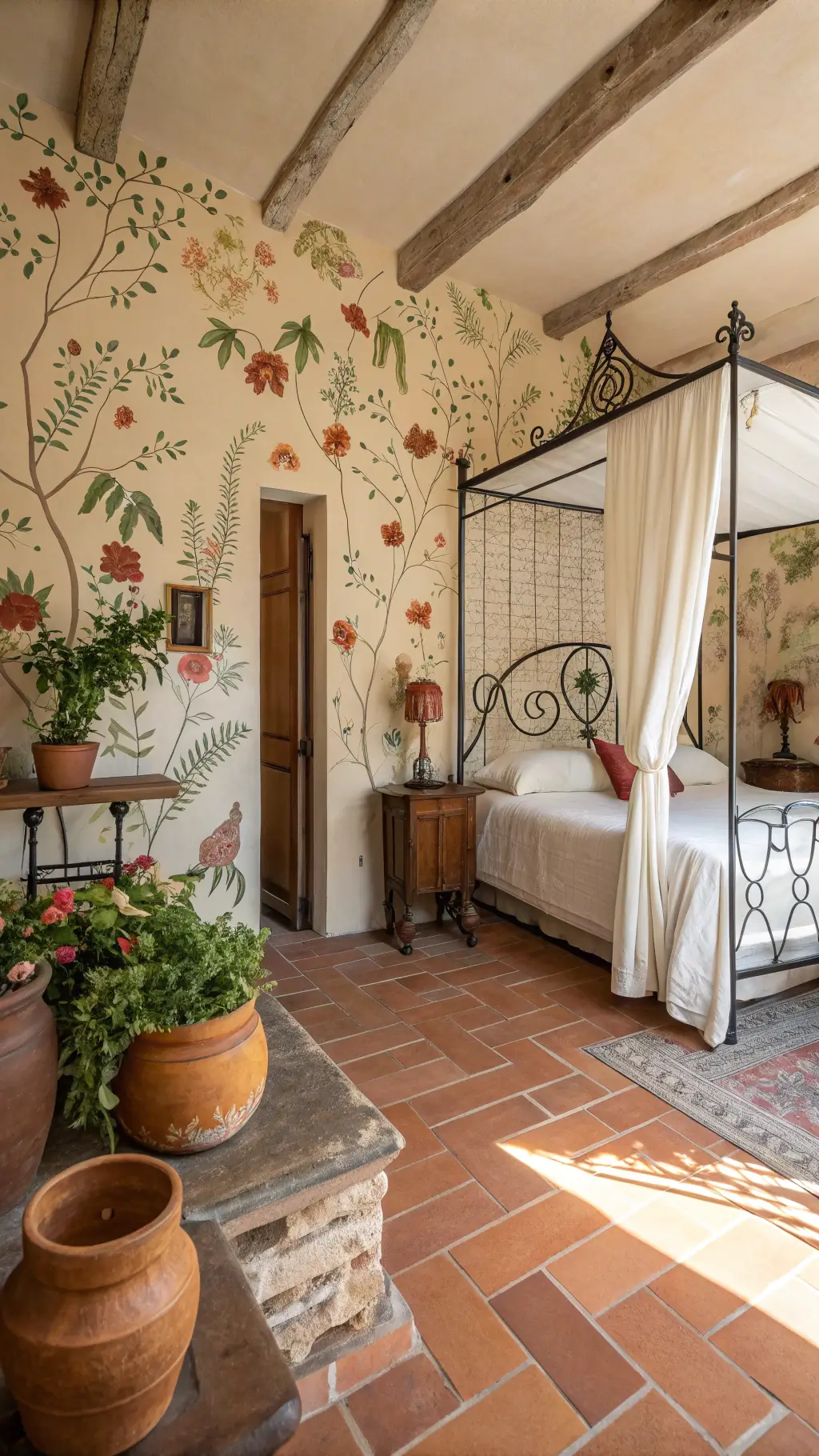 2322terracotta botanical bedroom mediterranean golden hour