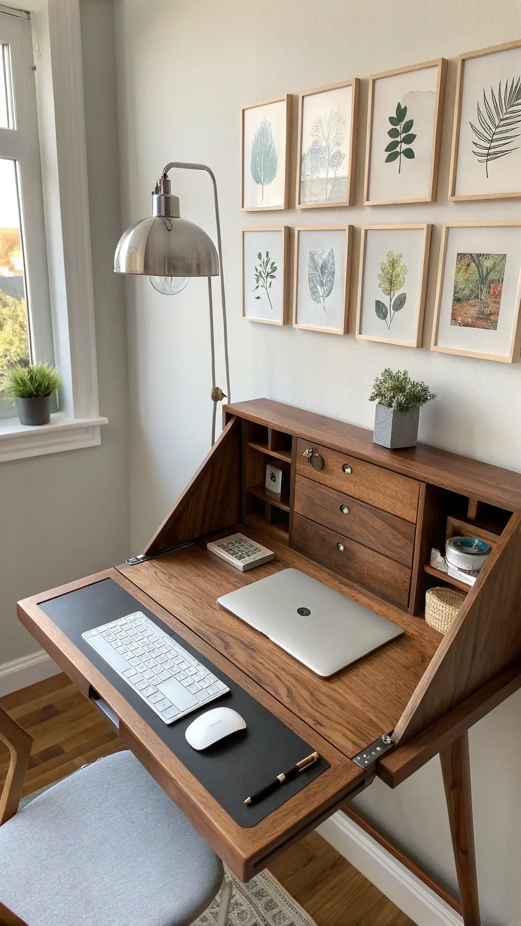2327walnut fold down wall desk workspace