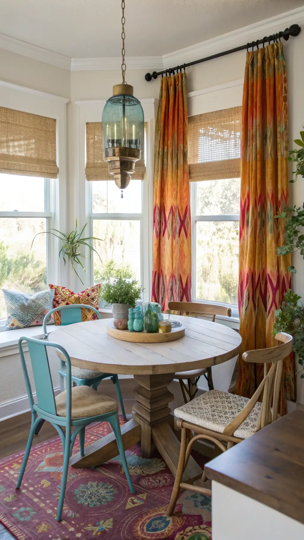 2351boho dining nook sunset curtains bay window