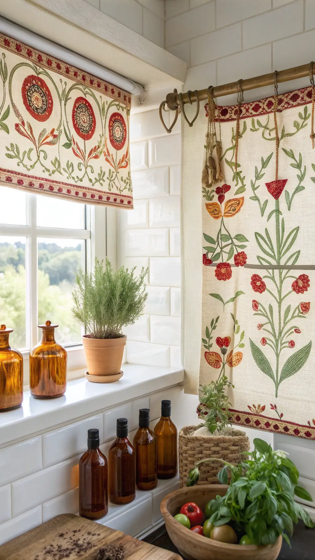 2353kitchen window suzani curtains rattan blinds