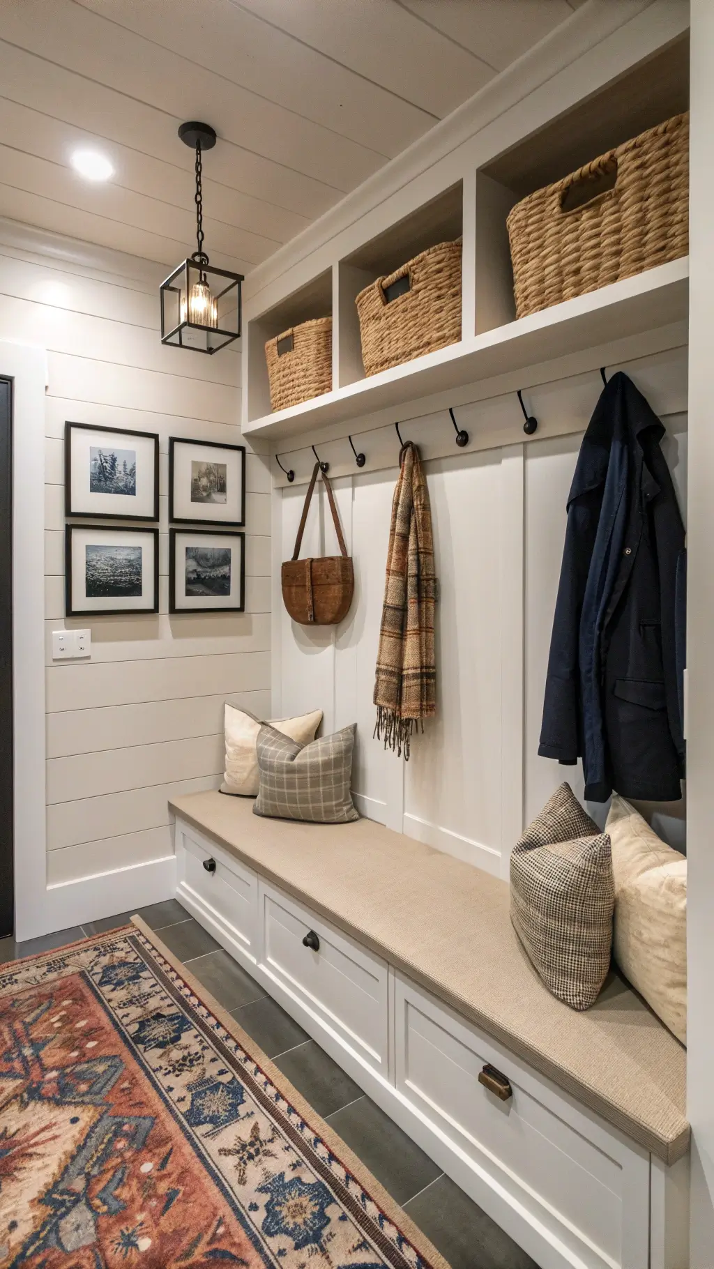 2387cabin mudroom entryway dusk