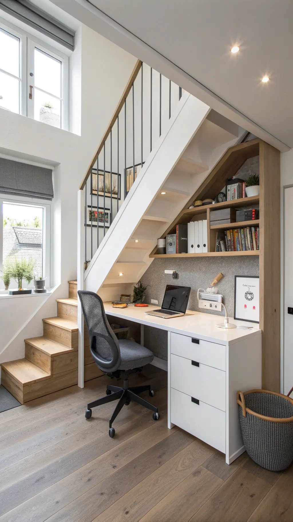 2392modern under stairs home office workspace