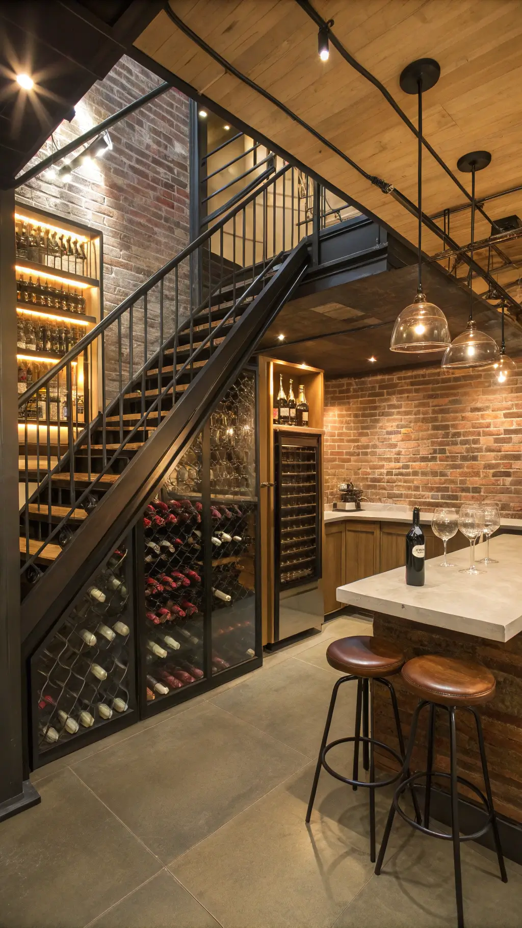 2394wine cellar under steel stairs