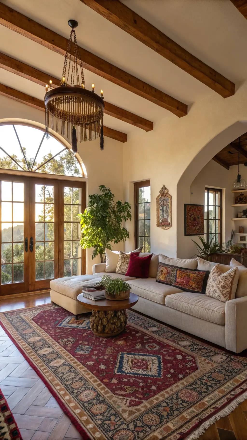 2397boho living room golden hour
