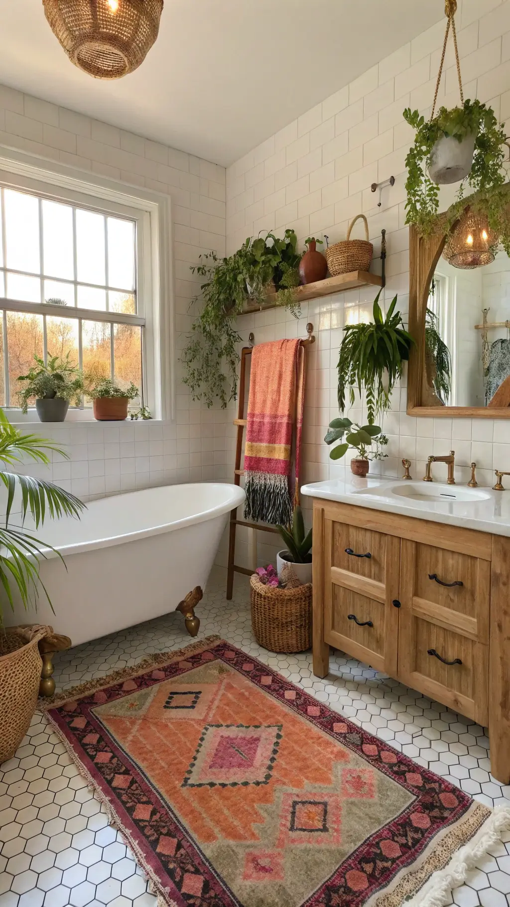 2401boho bathroom golden hour plants