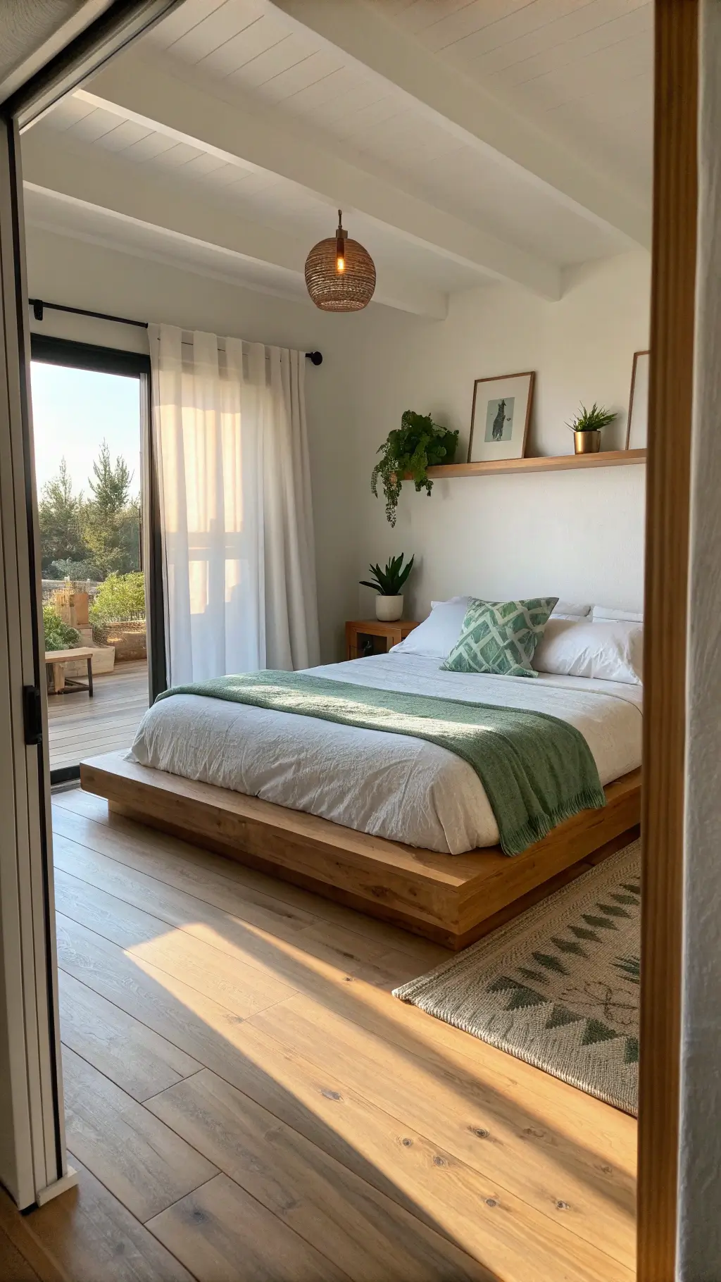 2405corner bed bedroom golden hour
