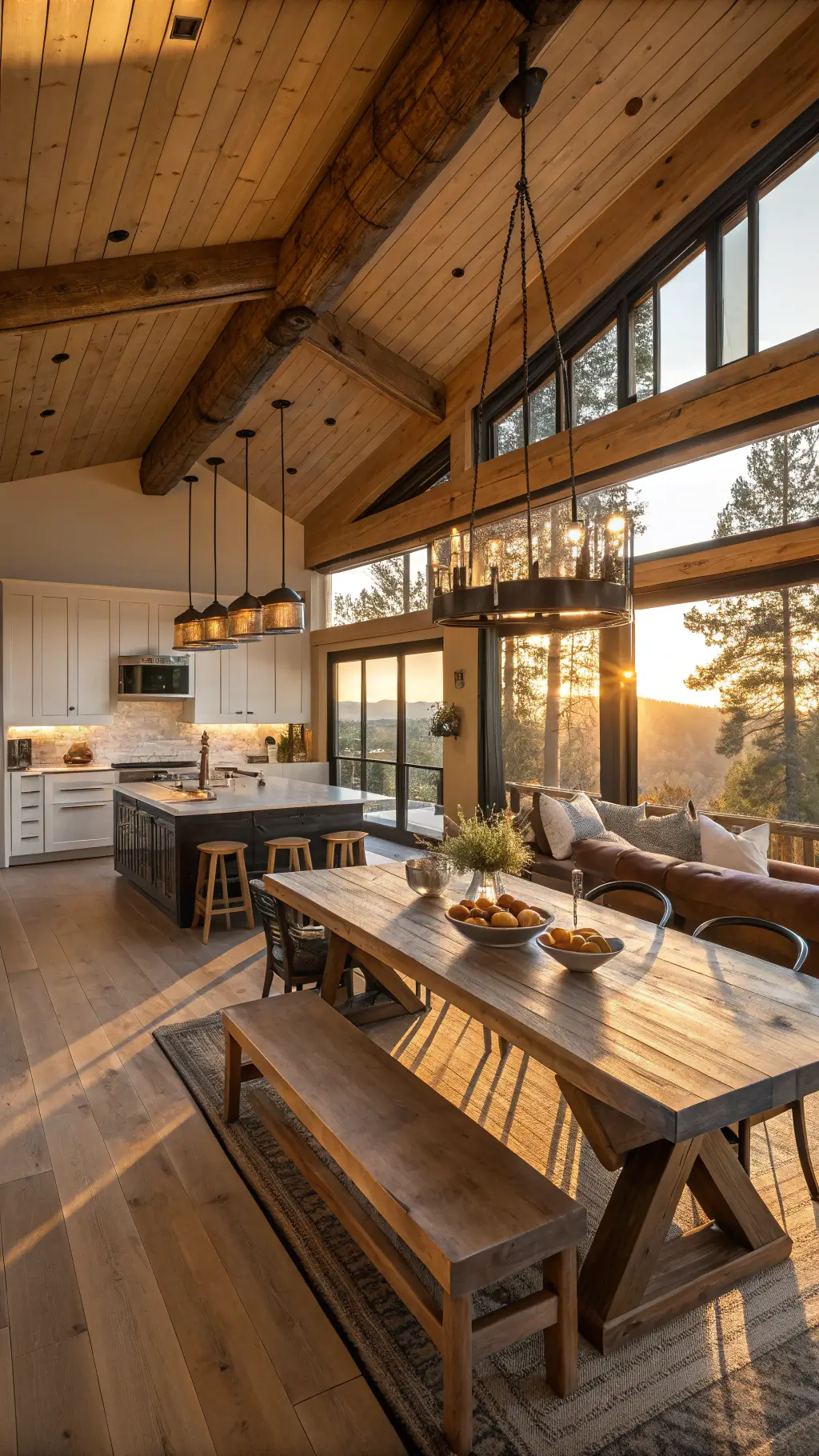 2490cabin kitchen dining sunset wide