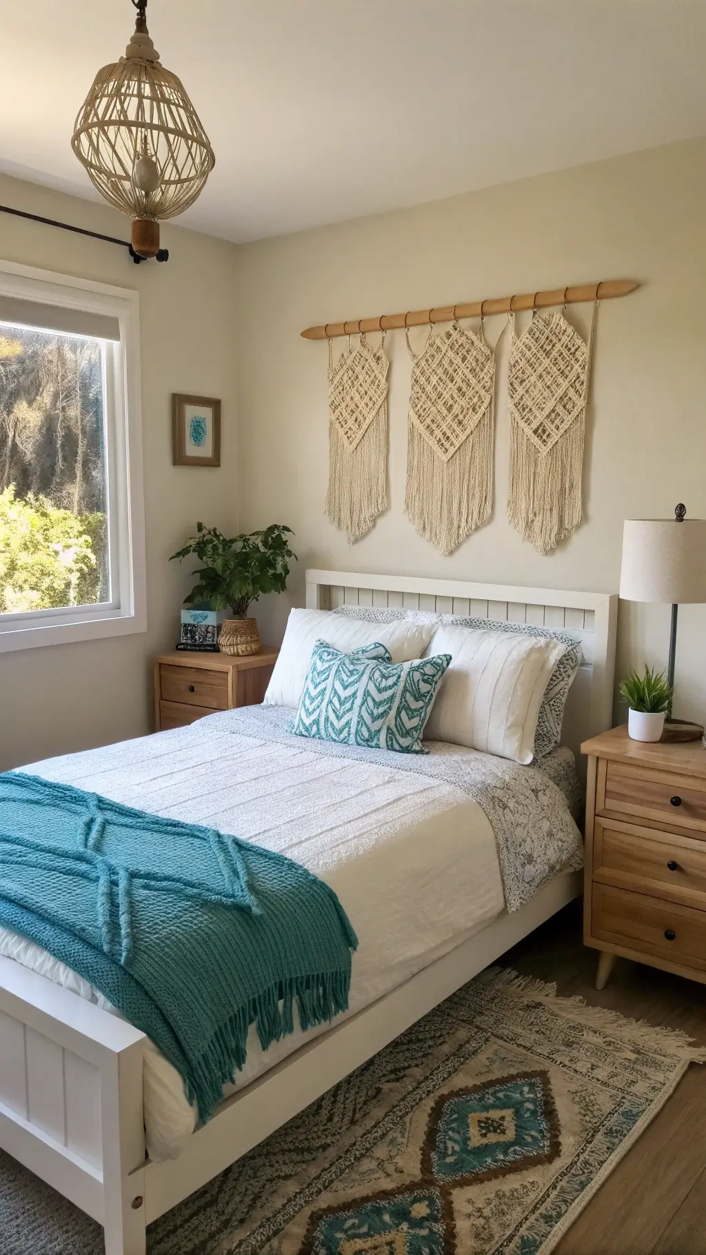 2508beachy boho bedroom corner afternoon sunlight
