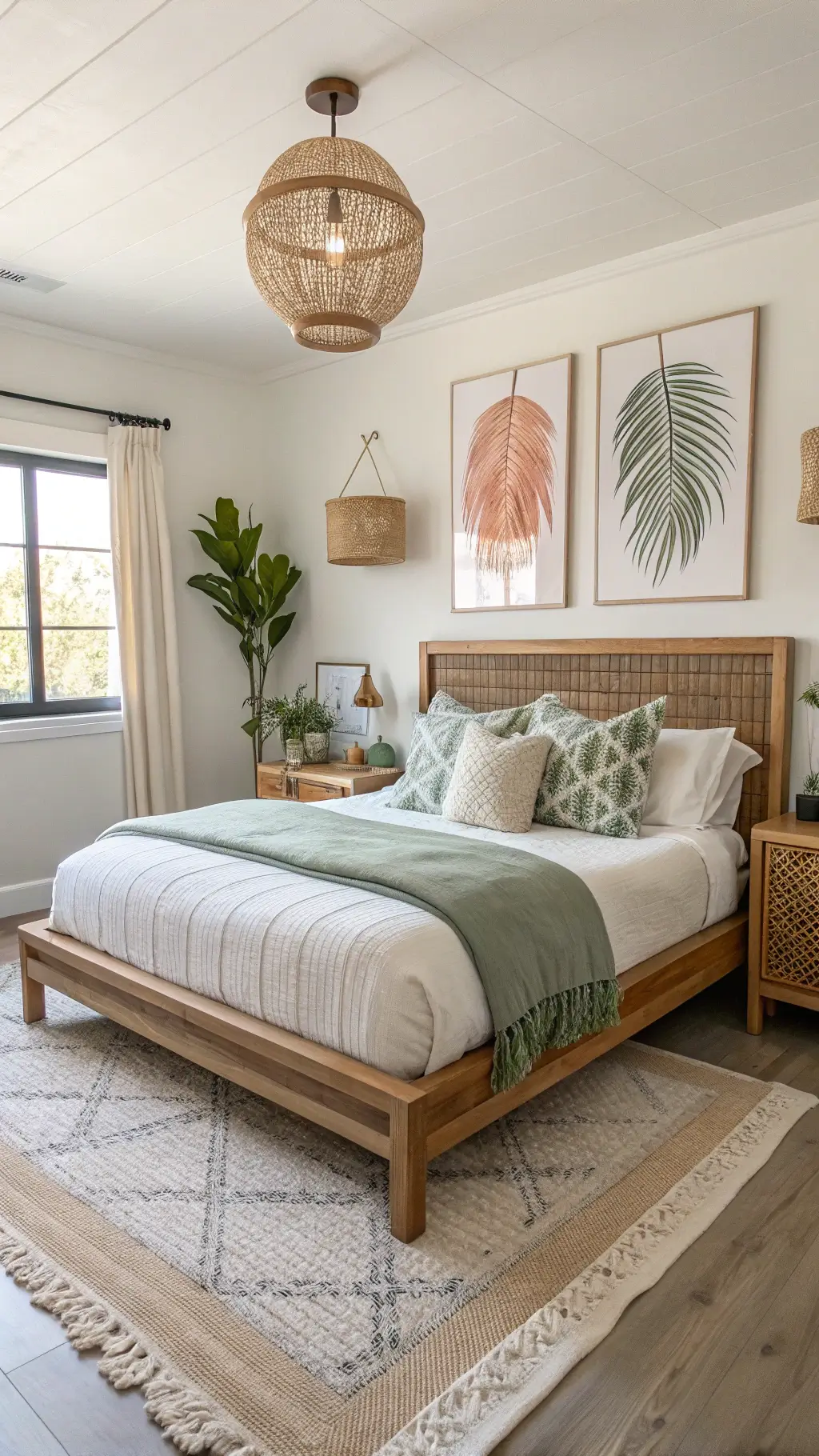 2514beachy boho guest room sage white decor