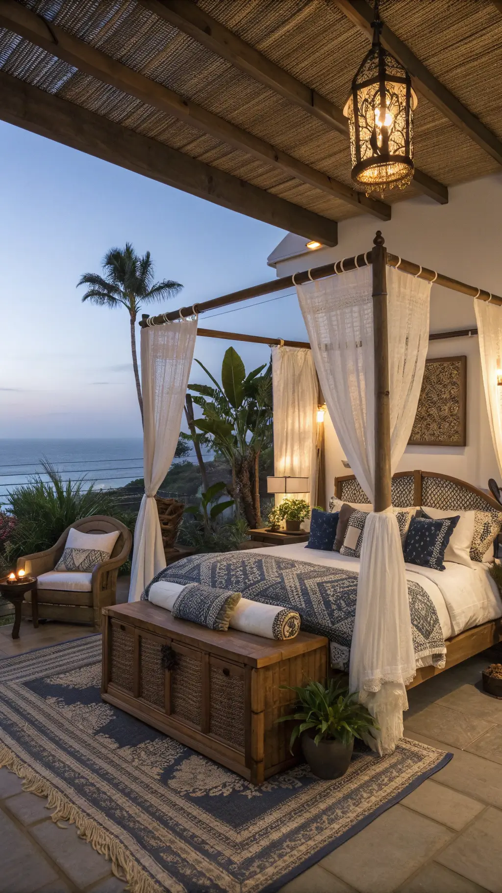 2515boho master bedroom blue hour dawn