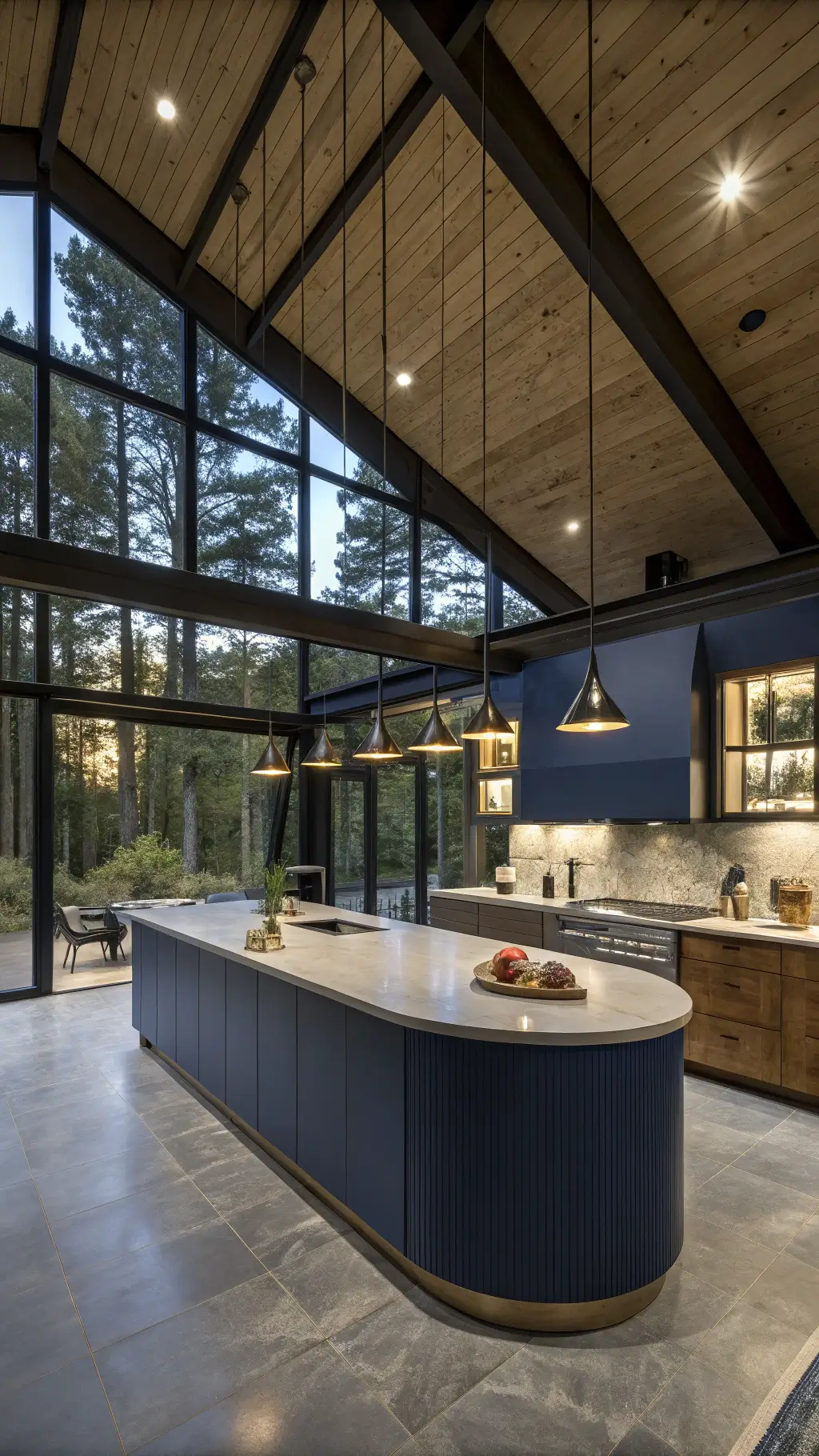 2527modern kitchen blue hour curved island