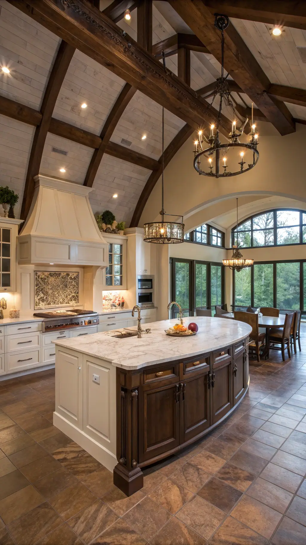 2534twilight kitchen great room curved island