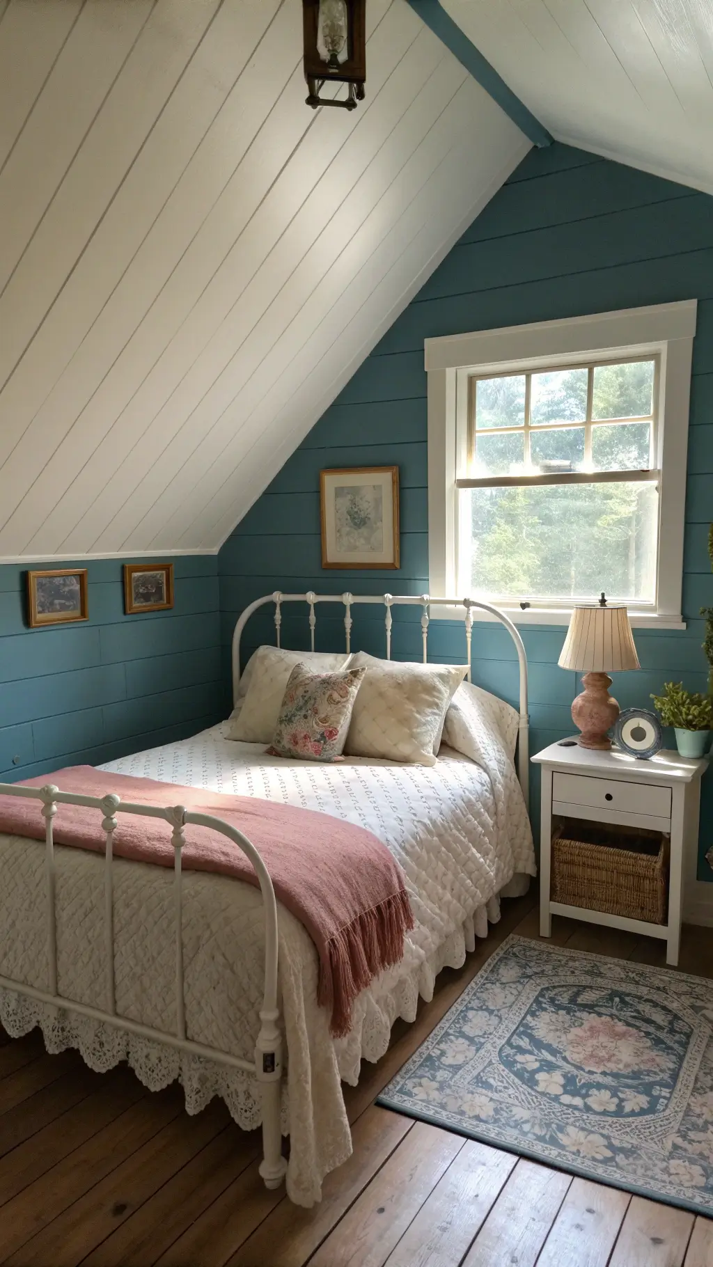 2539cozy cottage blue bedroom dormer window