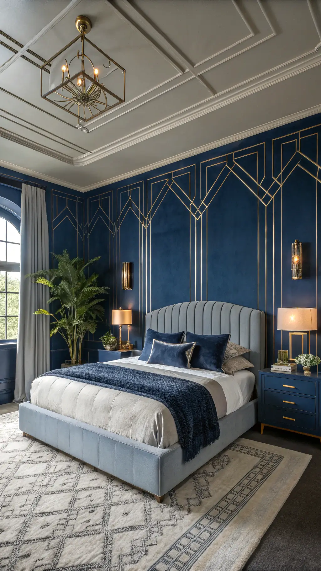 2542art deco blue bedroom sapphire walls