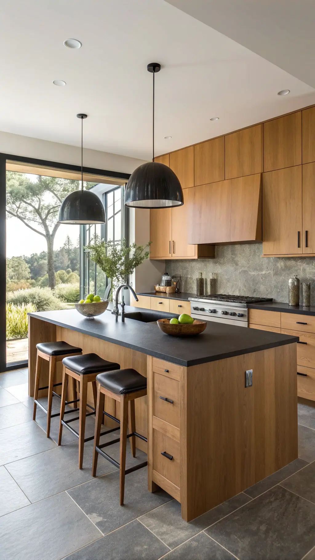2561minimalist sunrise kitchen oak black granite