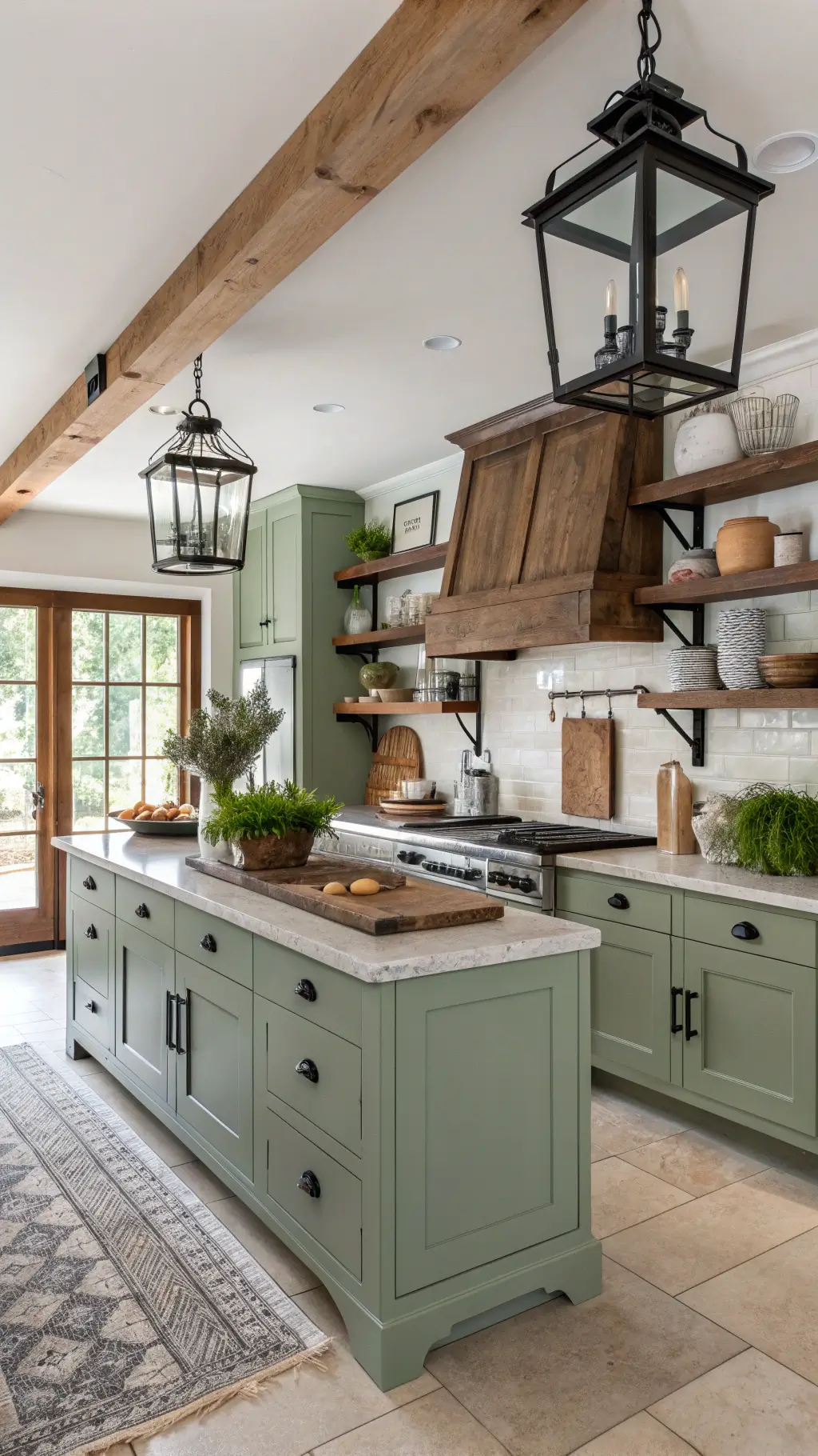 2563modern farmhouse sage kitchen