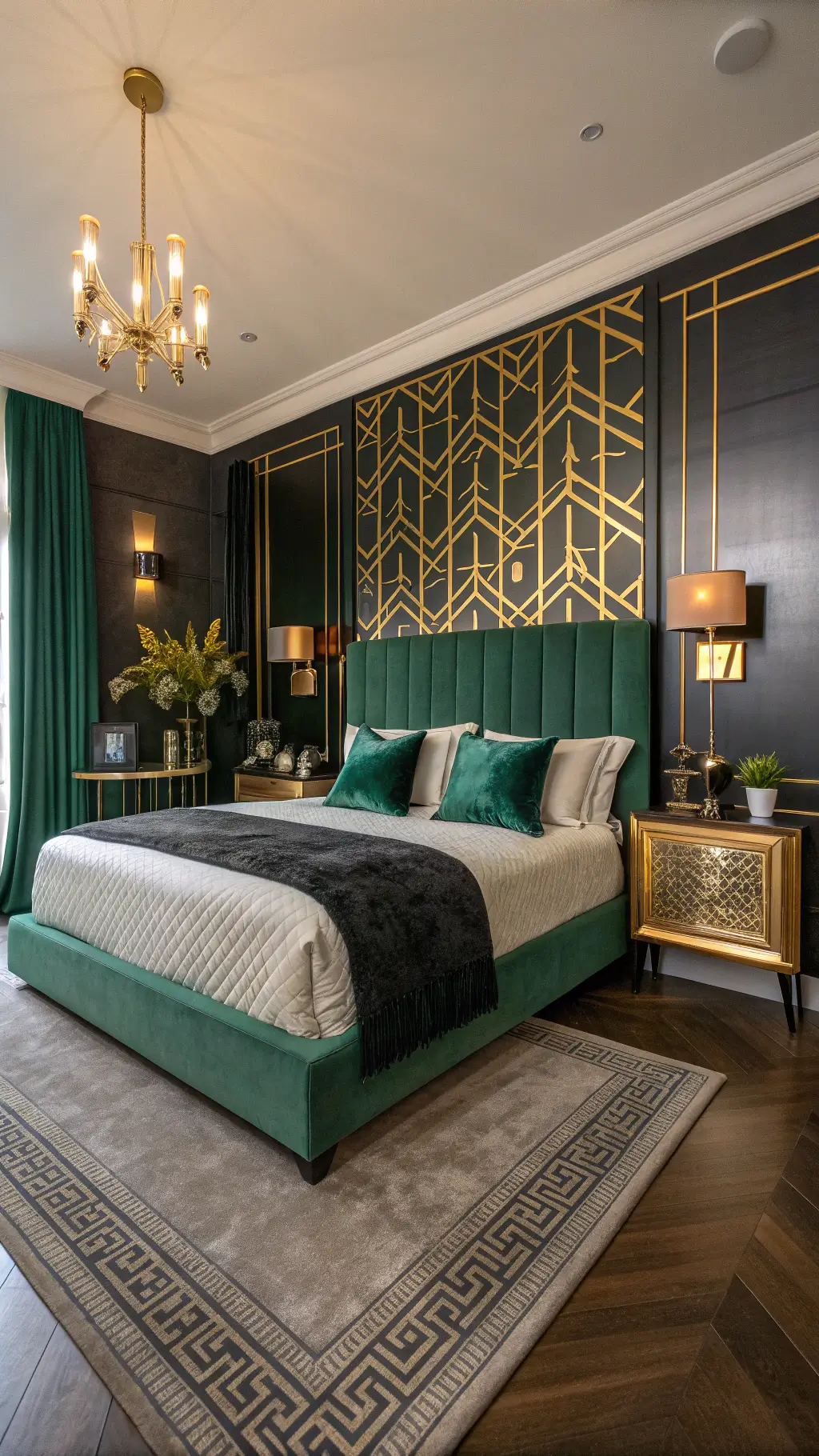 2568art deco emerald bedroom dusk