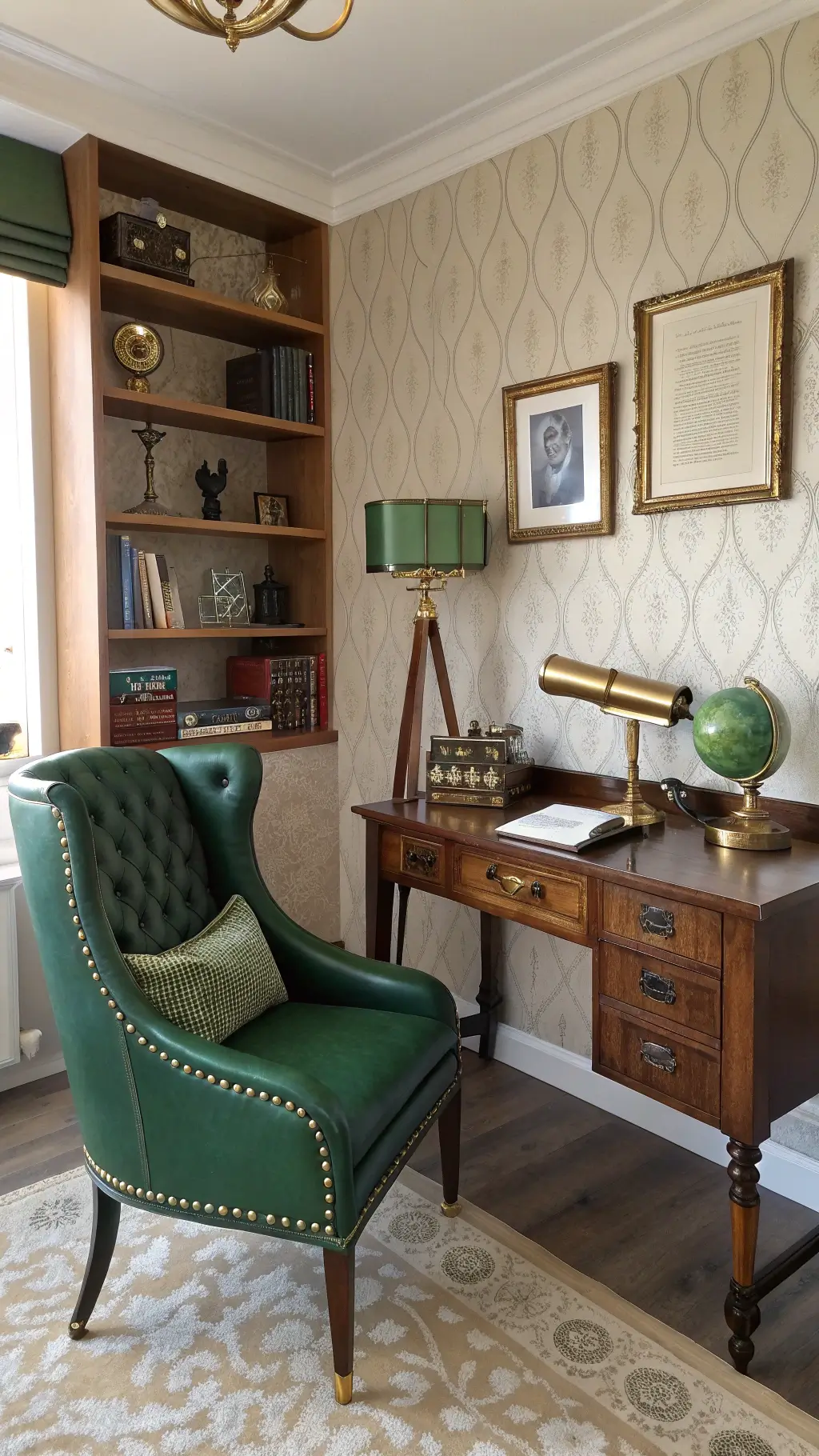 2575art deco emerald study corner golden hour