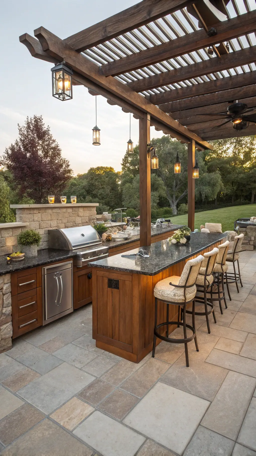 2596outdoor kitchen golden hour pergola