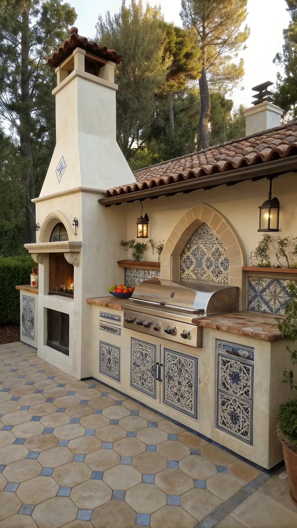 2602mediterranean outdoor kitchen courtyard morning