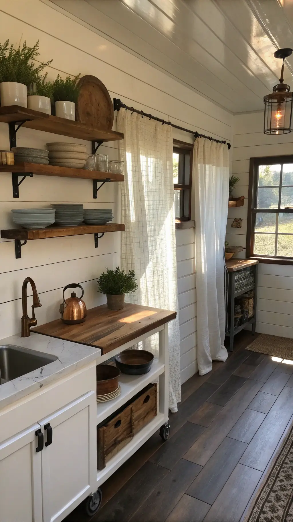 2617galley cabin kitchen afternoon light