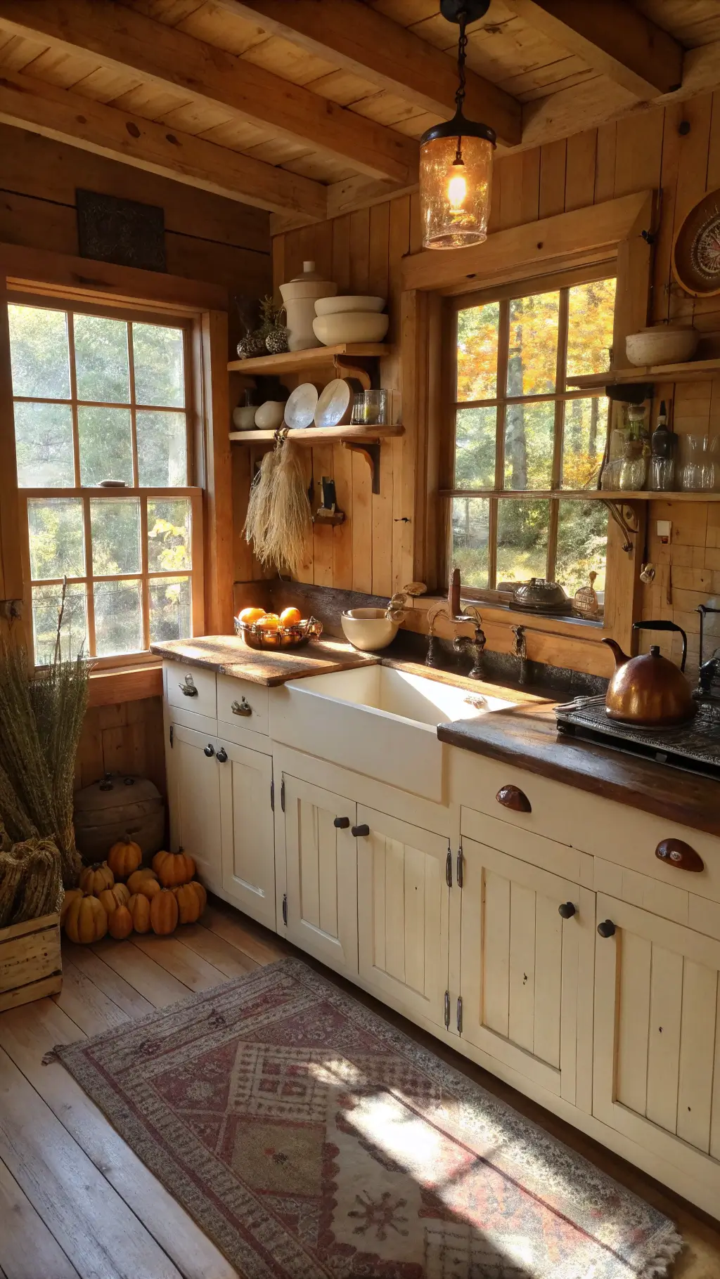 2622autumn cabin kitchen afternoon light