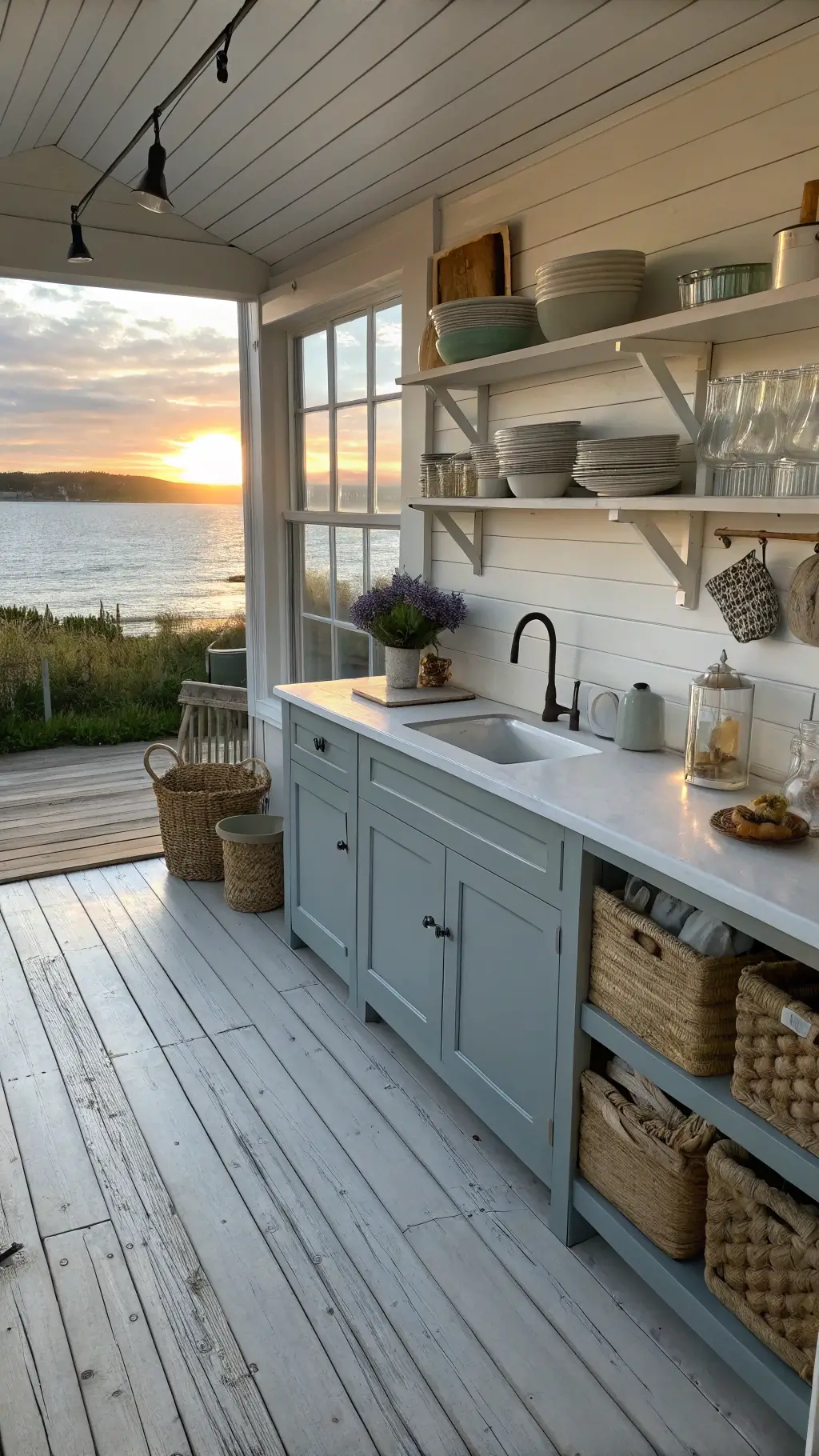 2623coastal cabin kitchen sunset ambiance
