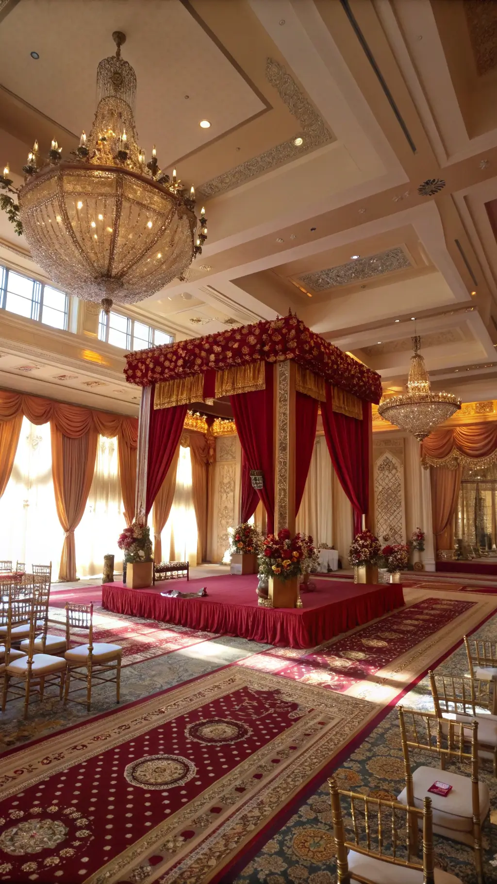 2626desi wedding mandap golden hour ballroom