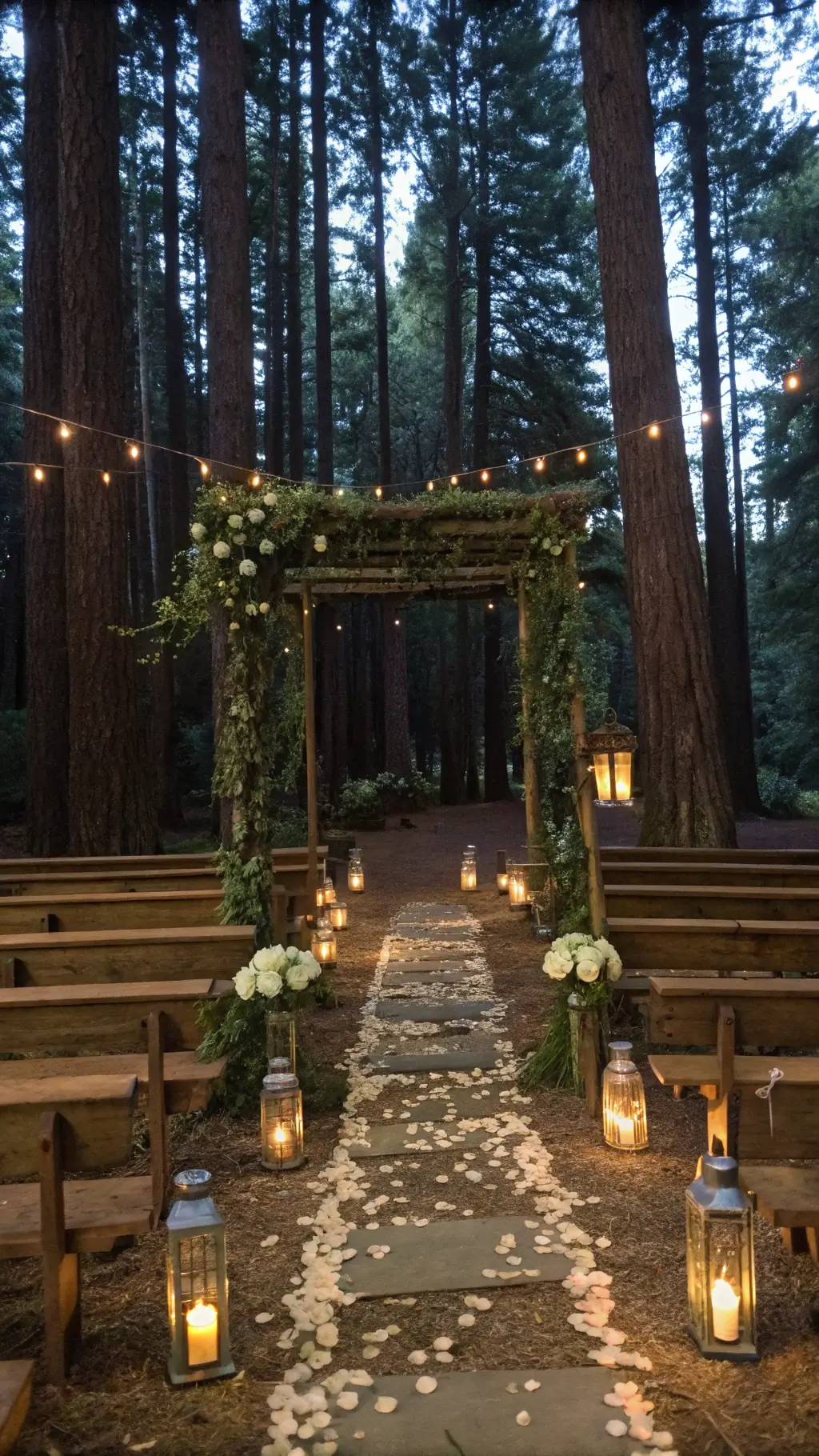 2637twilight forest wedding ceremony arbor
