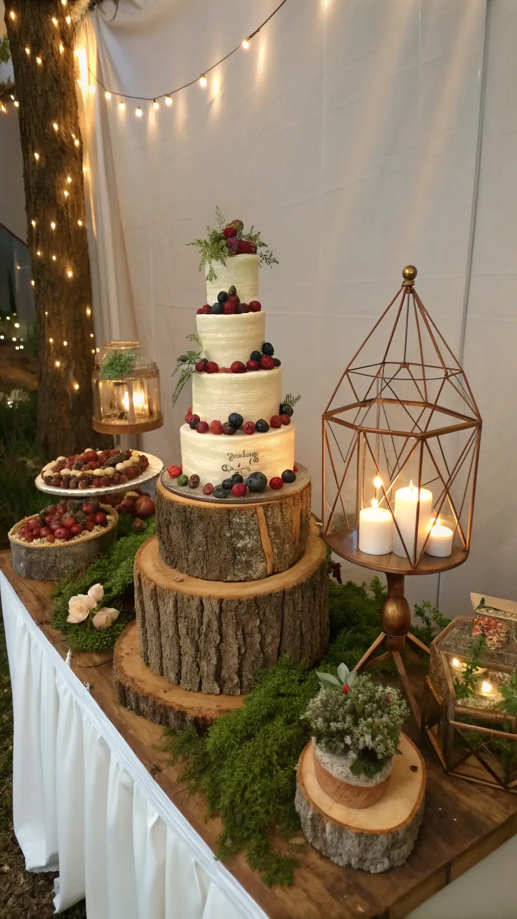2640enchanted forest cake display evening reception