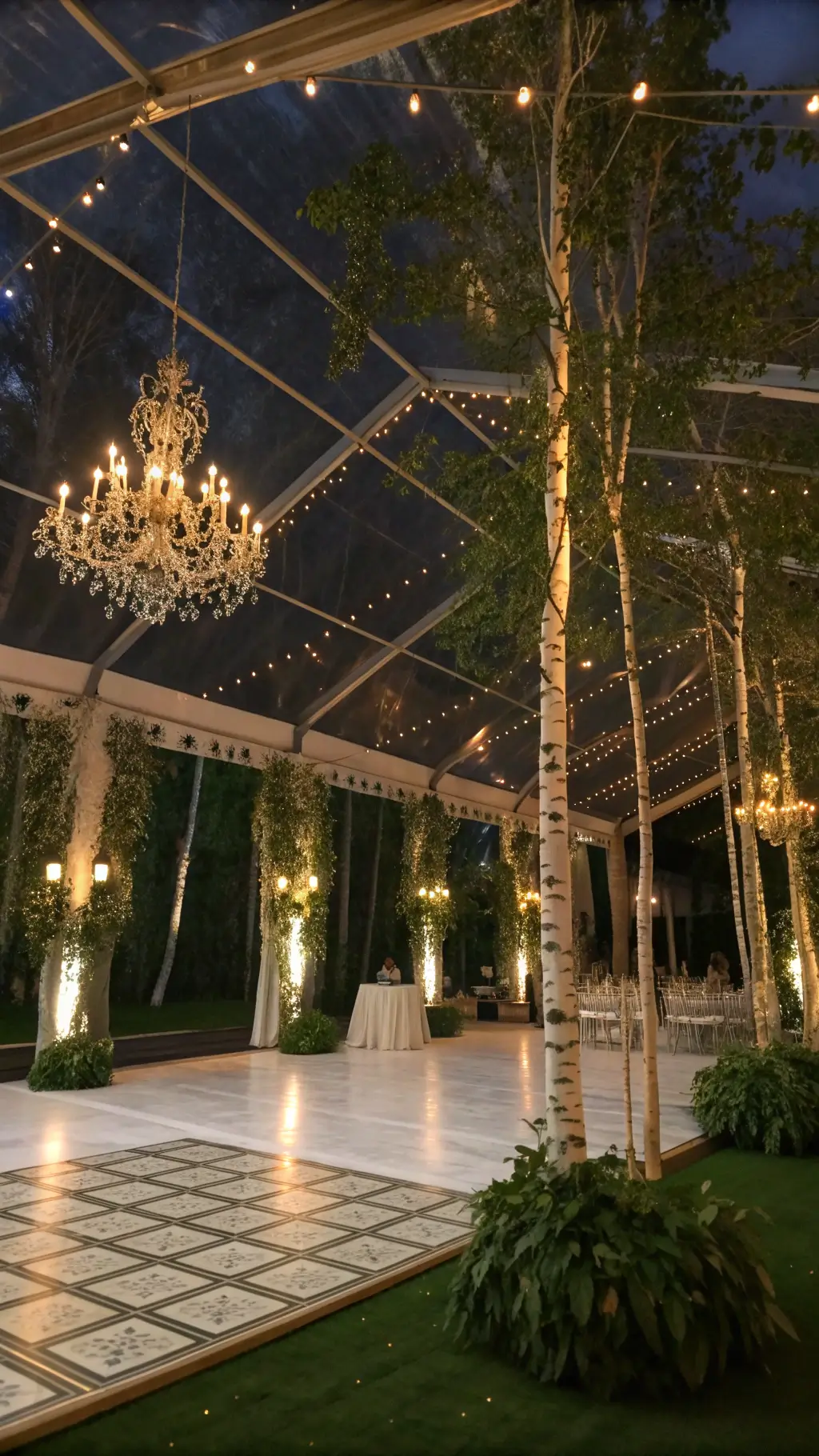 2644enchanted forest dance floor tent night