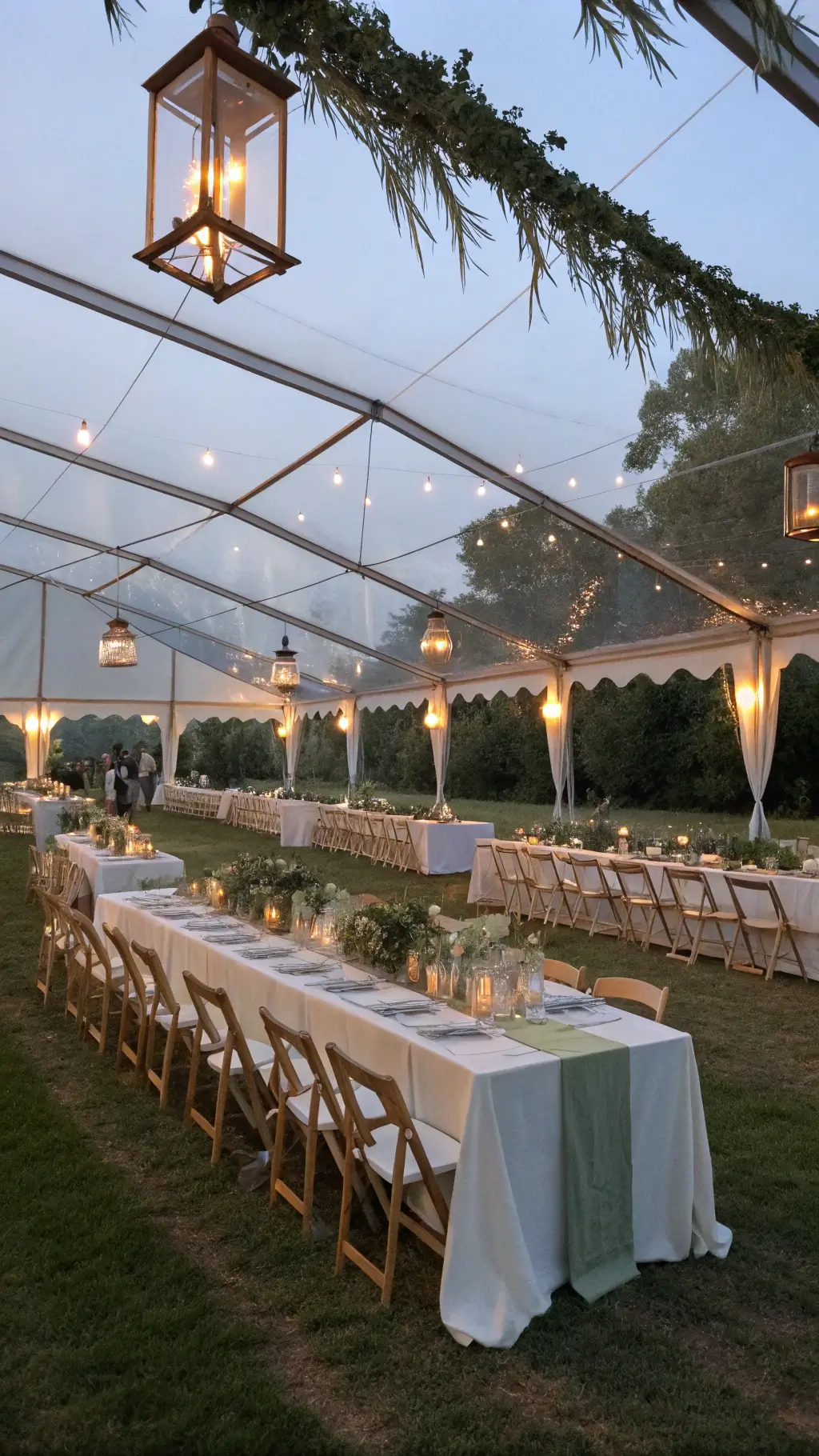2651outdoor tent reception dusk ivory sage decor