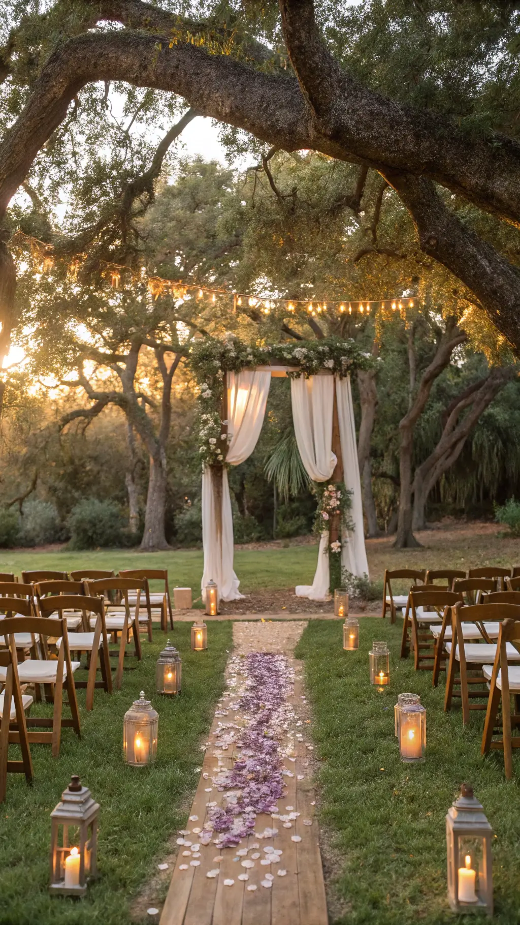 2712intimate garden wedding ceremony golden hour