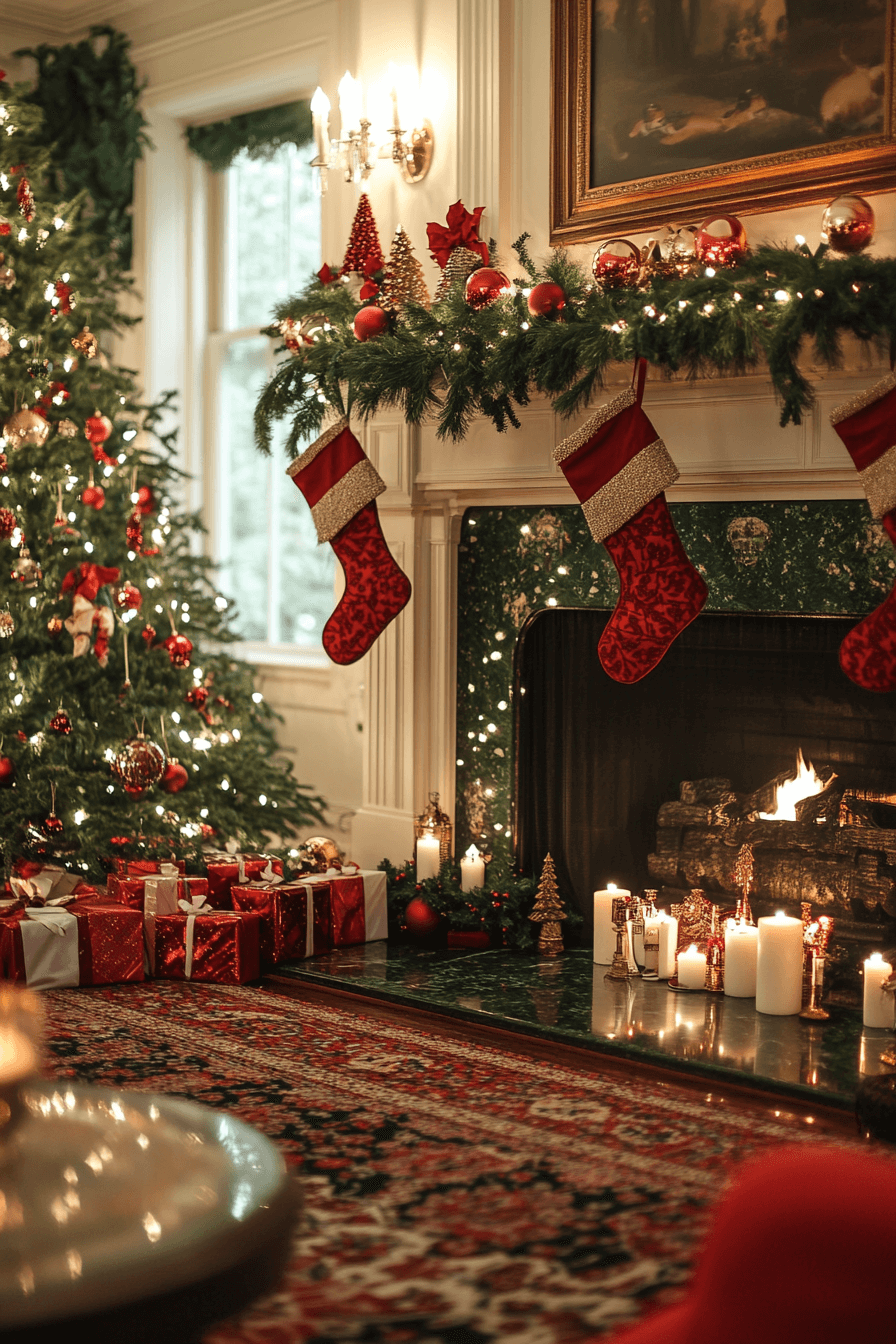 10 festive red green mantel